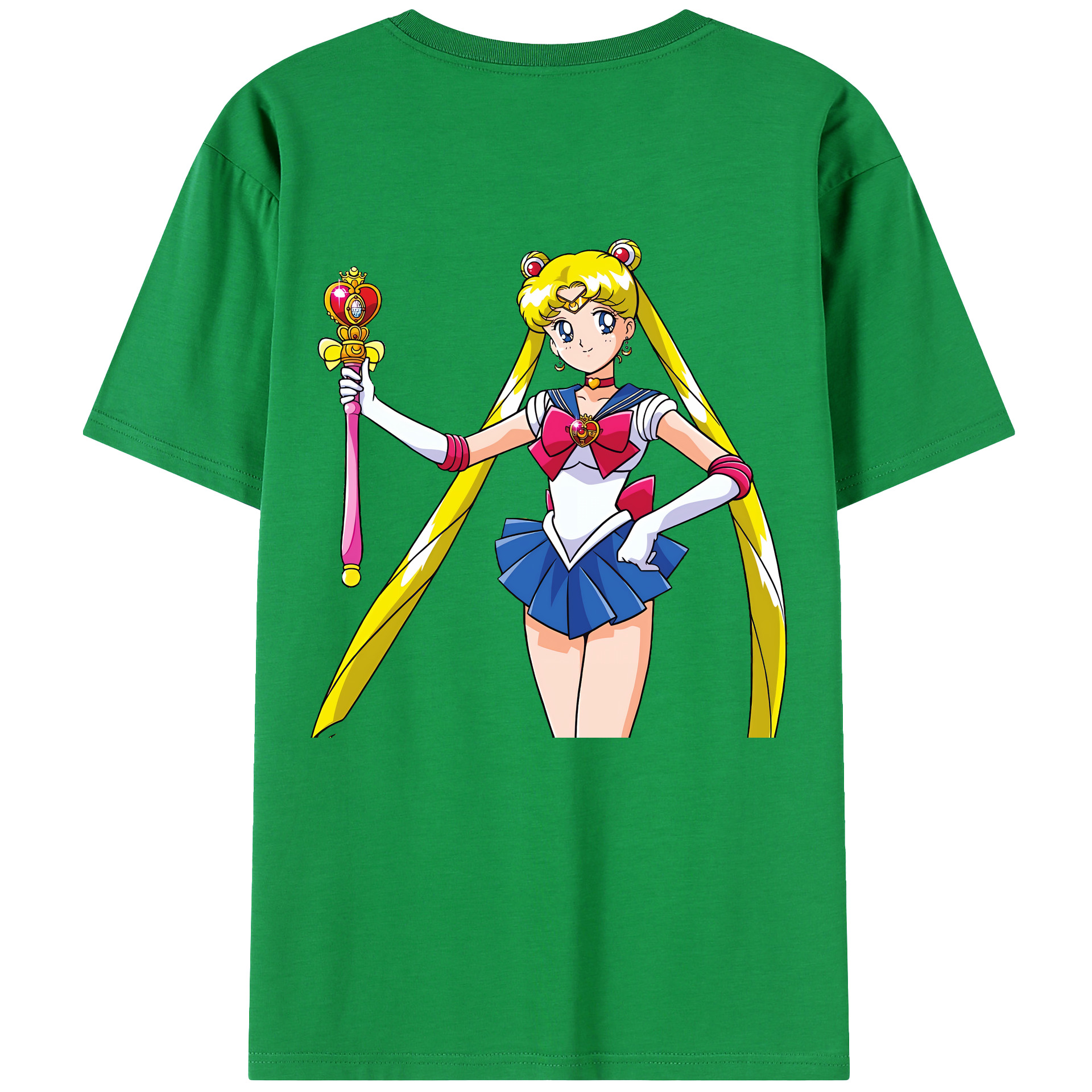 （画像用） 美少女戦士セーラームーン 月野 うさぎ つきの うさぎ Sailor Moon Tsukino Usagi 綿100％ メンズ半袖Tシャツ（バックプリント） 通気性