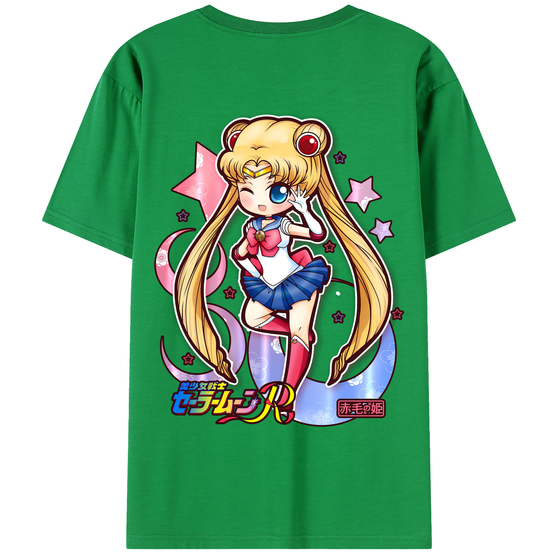 （画像用） 美少女戦士セーラームーン 月野 うさぎ つきの うさぎ Sailor Moon Tsukino Usagi 綿100％ メンズ半袖Tシャツ（バックプリント） 通気性