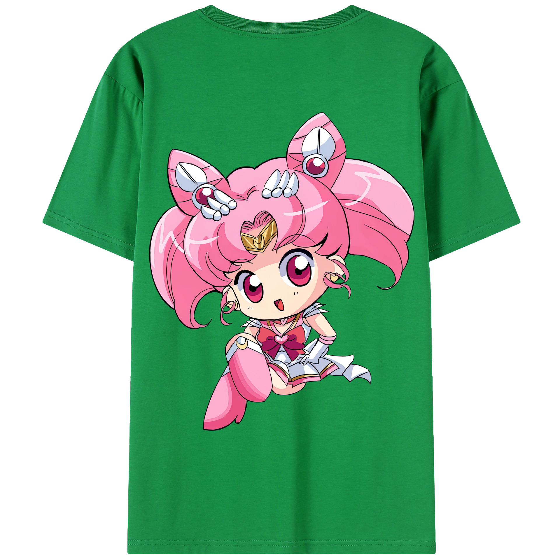 （画像用） 美少女戦士セーラームーン ちびうさ Sailor Moon Chibiusa Tsukino Usagi Small Lady Serenity 綿100％ メンズ半袖Tシャツ（バックプリント） 通気性