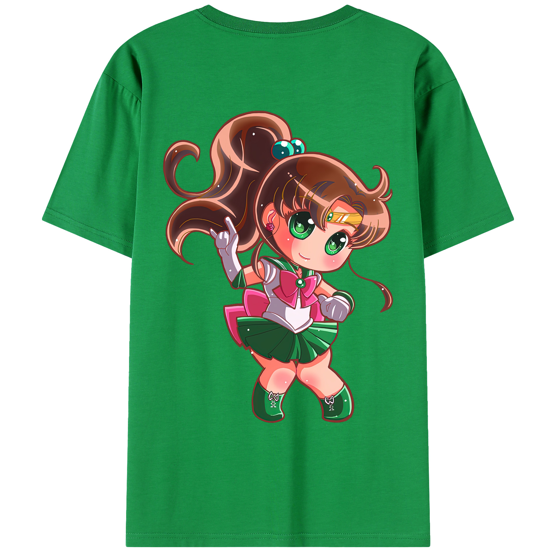 （画像用） 美少女戦士セーラームーン 木野 まこと きの まこと Sailor Moon Kino Makoto （セーラージュピター；Sailor Jupiter） 綿100％ メンズ半袖Tシャツ（バックプリント） 通気性