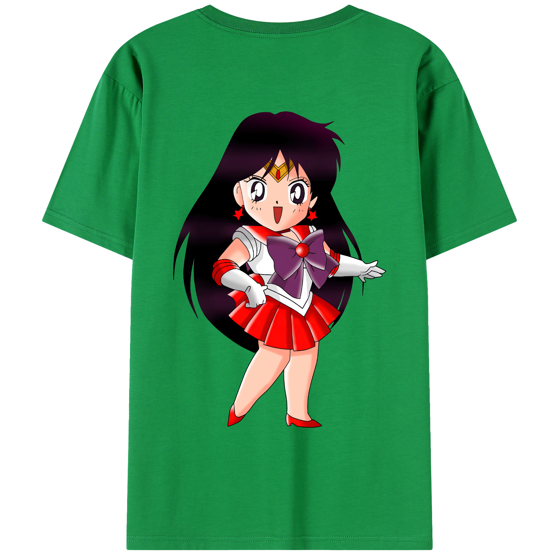 （画像用） 美少女戦士セーラームーン 火野レイ ひの レイ Sailor Moon Hino Rei （セーラーマーズ,Sailor Mars） 綿100％ メンズ半袖Tシャツ（バックプリント） 通気性