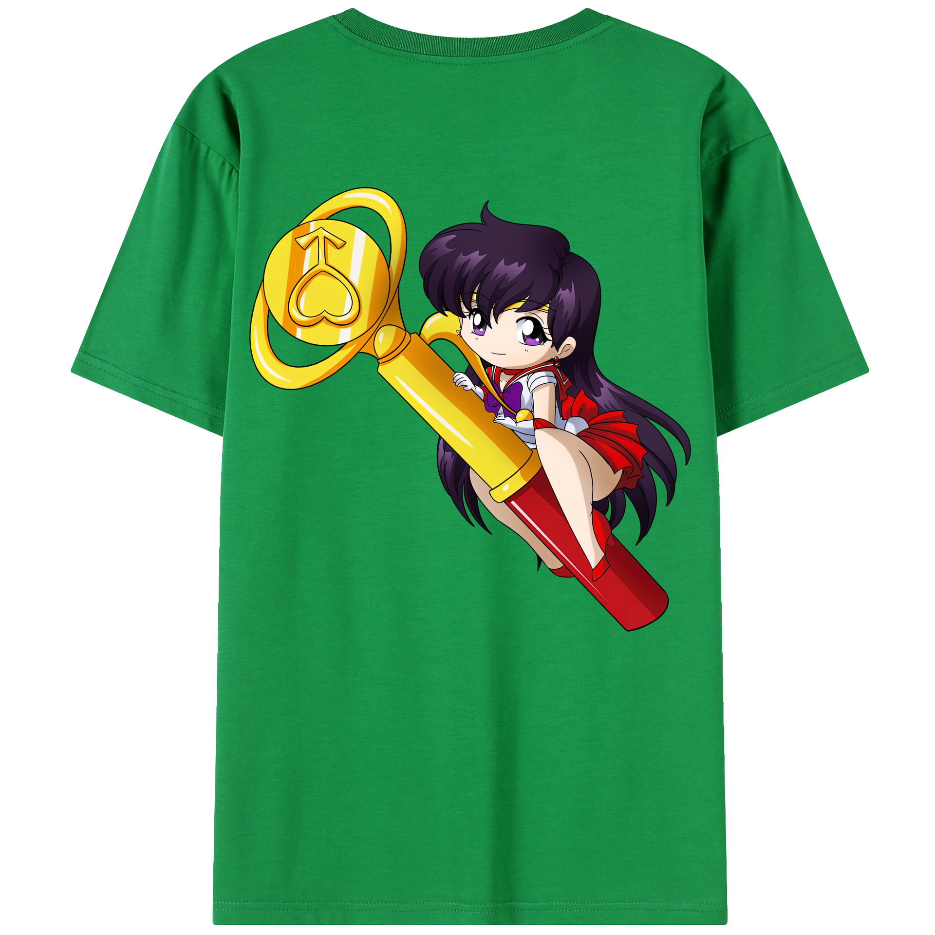 （画像用） 美少女戦士セーラームーン 火野レイ ひの レイ Sailor Moon Hino Rei （セーラーマーズ,Sailor Mars） 綿100％ メンズ半袖Tシャツ（バックプリント） 通気性