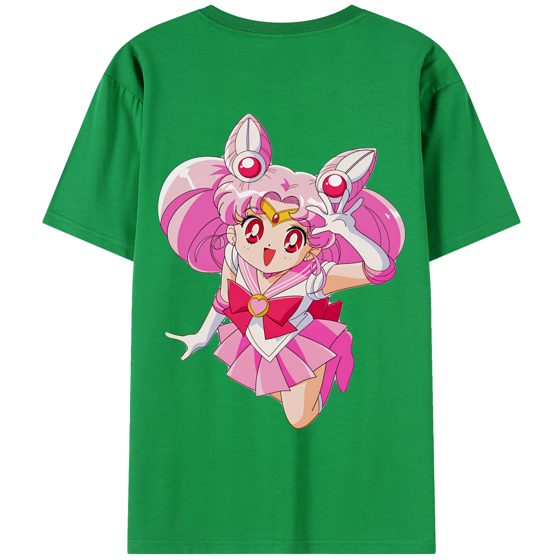 （画像用） 美少女戦士セーラームーン ちびうさ Sailor Moon Chibiusa Tsukino Usagi Small Lady Serenity 綿100％ メンズ半袖Tシャツ（バックプリント） 通気性