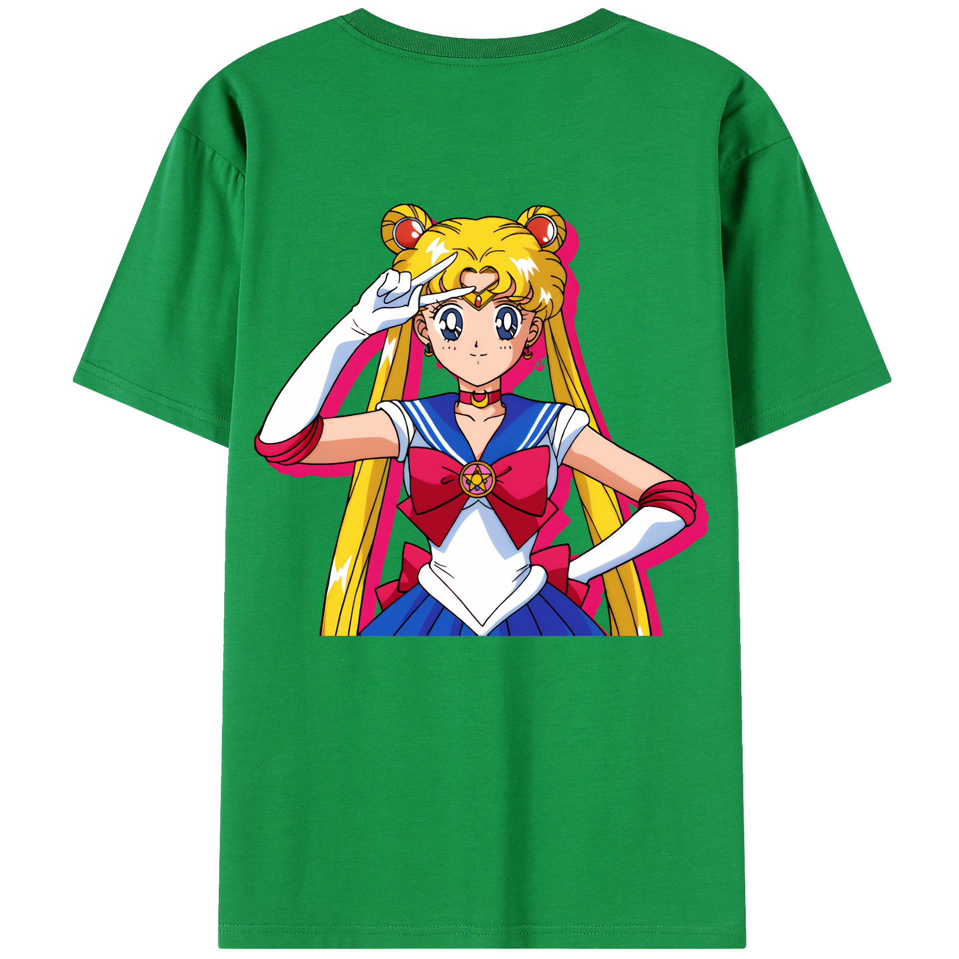 （画像用） 美少女戦士セーラームーン 月野 うさぎ つきの うさぎ Sailor Moon Tsukino Usagi 綿100％ メンズ半袖Tシャツ（バックプリント） 通気性