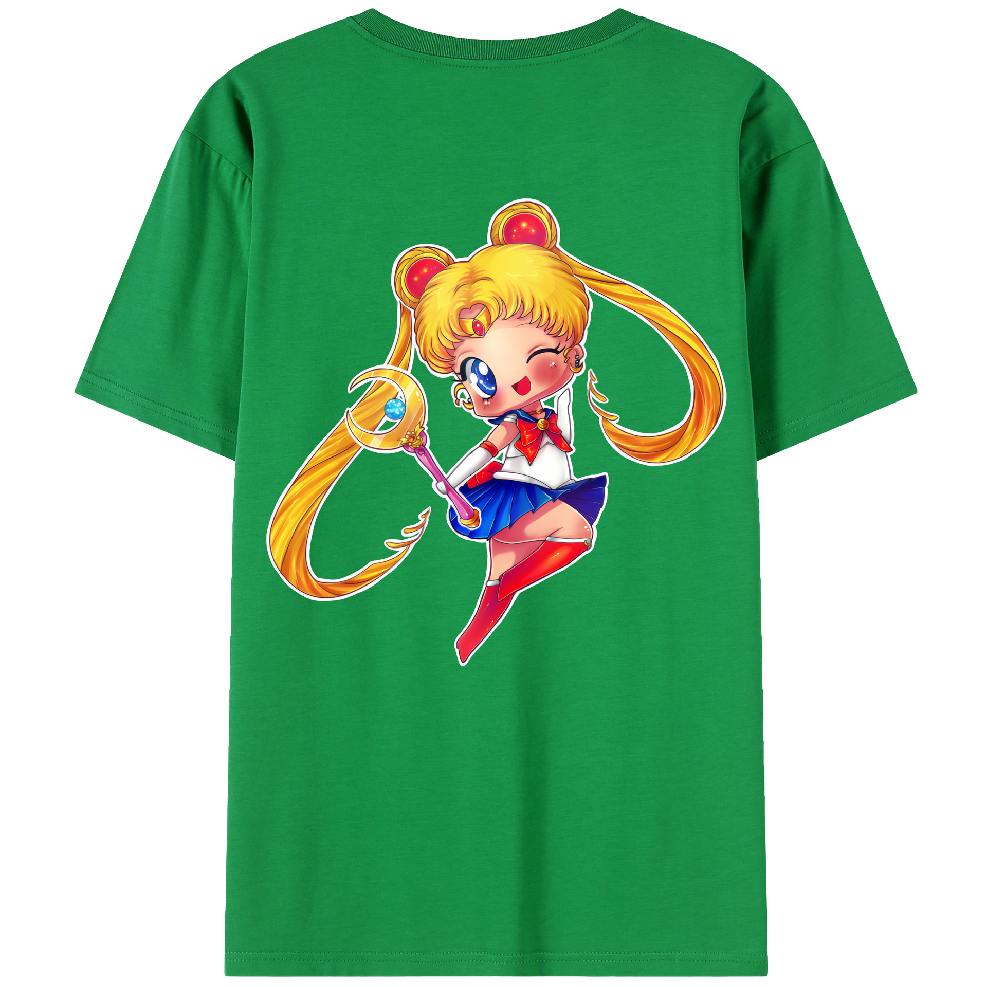 （画像用） 美少女戦士セーラームーン 月野 うさぎ つきの うさぎ Sailor Moon Tsukino Usagi 綿100％ メンズ半袖Tシャツ（バックプリント） 通気性