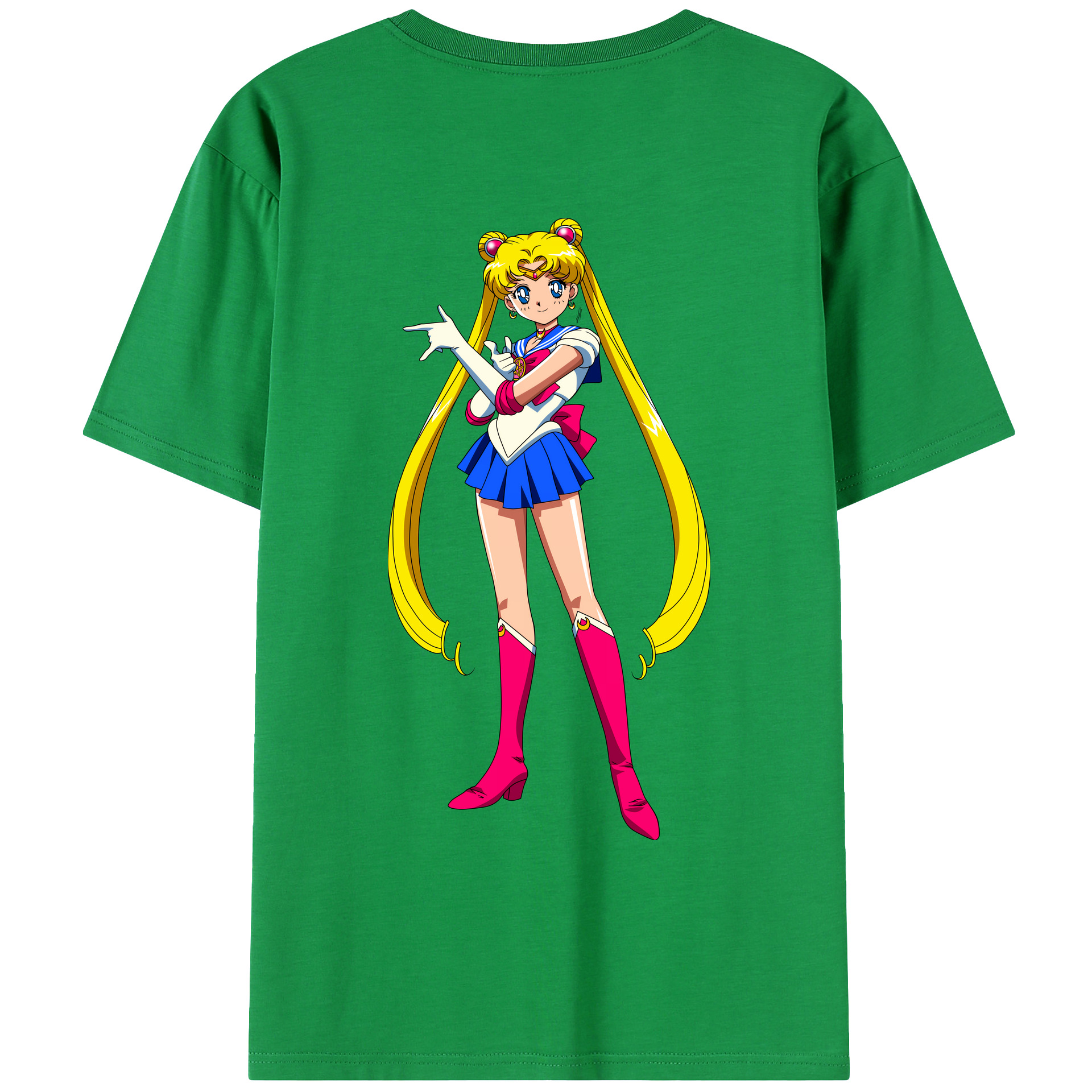 （画像用） 美少女戦士セーラームーン 月野 うさぎ つきの うさぎ Sailor Moon Tsukino Usagi 綿100％ メンズ半袖Tシャツ（バックプリント） 通気性