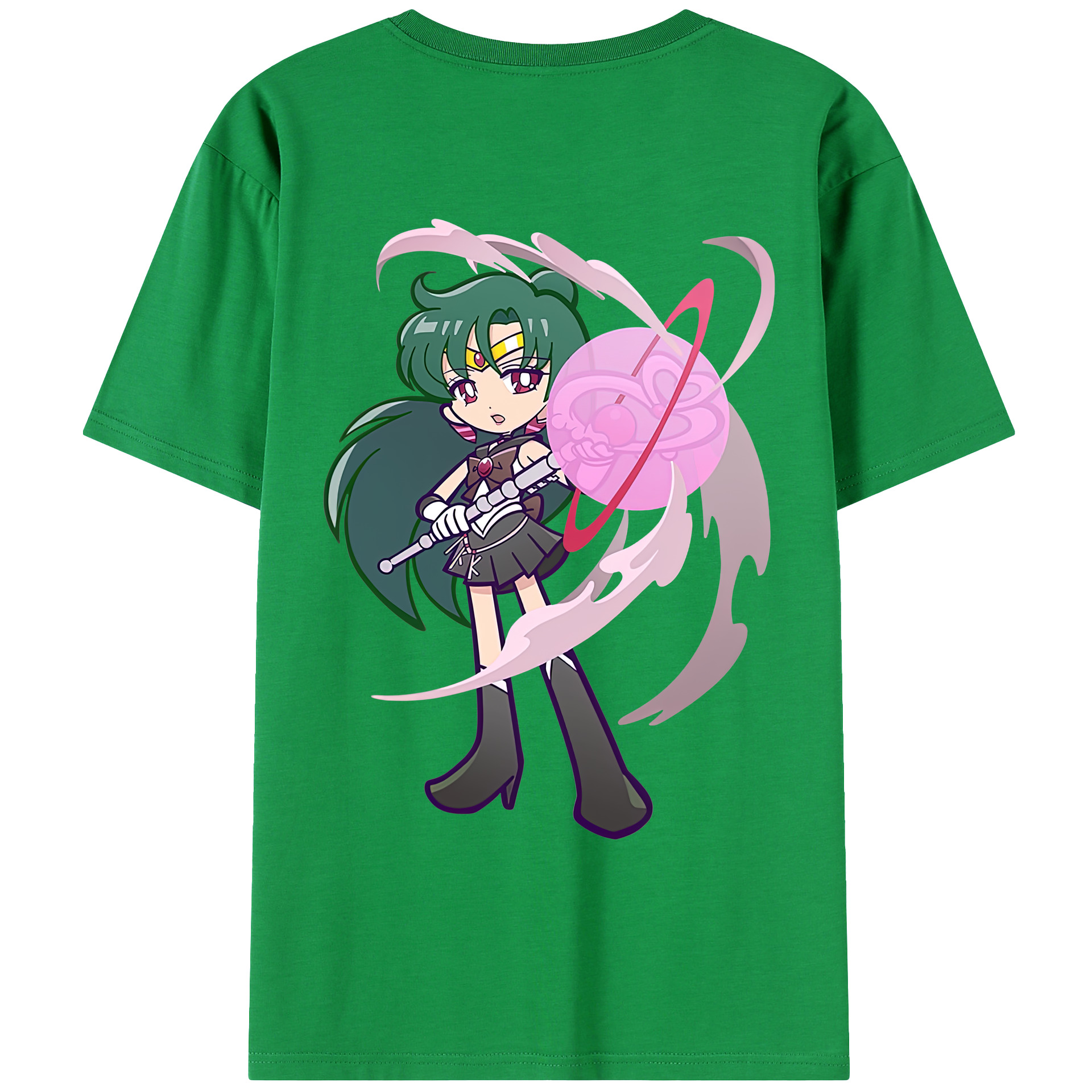 （画像用） 美少女戦士セーラームーン 冥王せつな Sailor Moon Meiou Setsuna 綿100％ メンズ半袖Tシャツ（バックプリント） 通気性