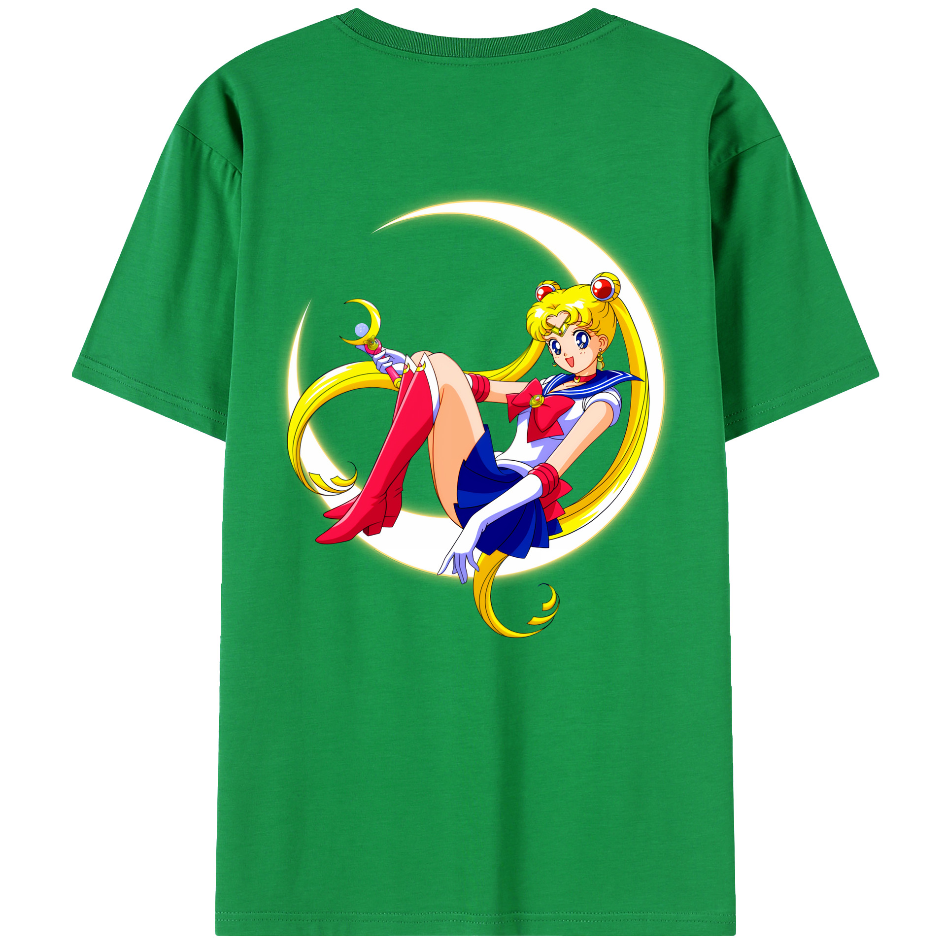 （画像用） 美少女戦士セーラームーン 月野 うさぎ つきの うさぎ Sailor Moon Tsukino Usagi 綿100％ メンズ半袖Tシャツ（バックプリント） 通気性