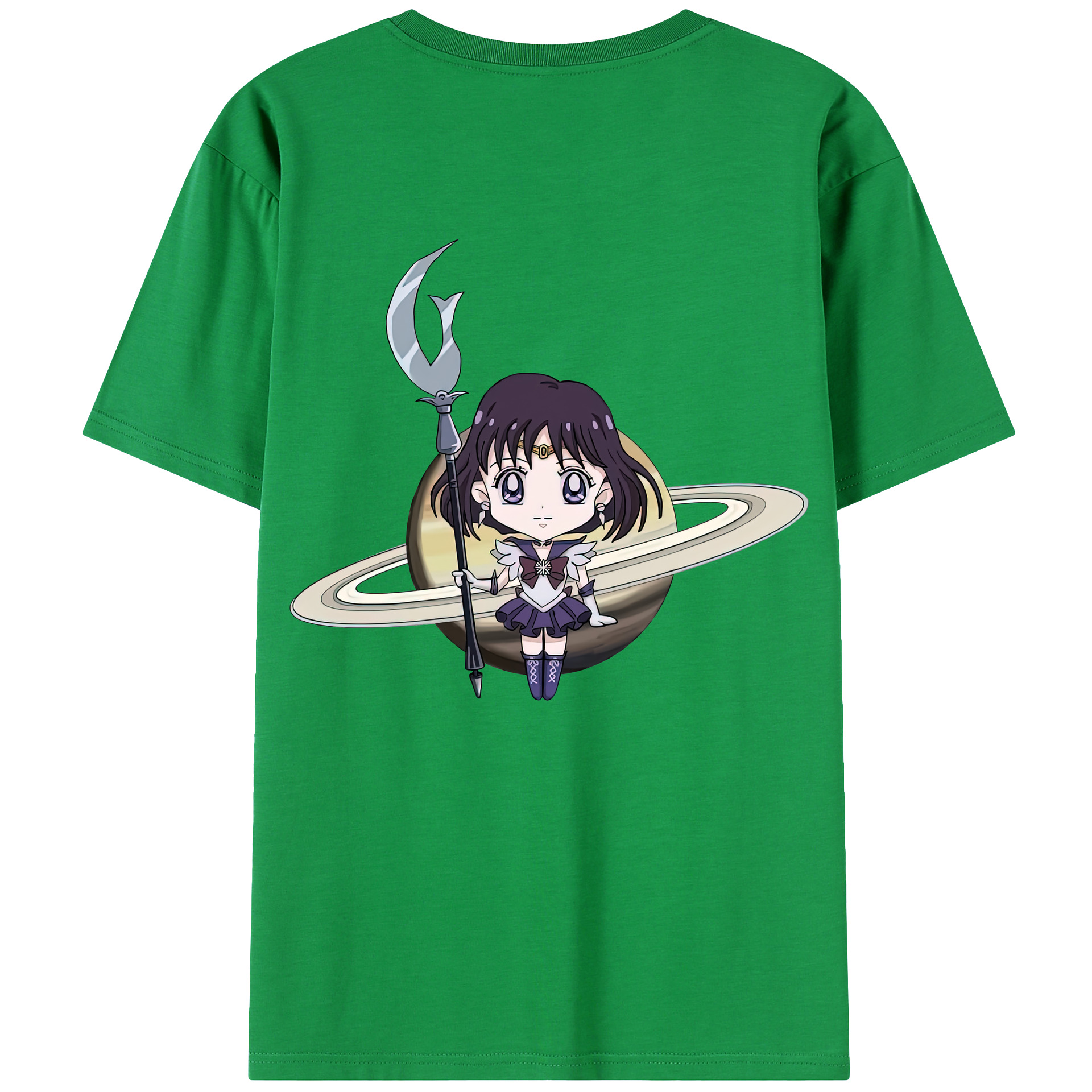 （画像用） 美少女戦士セーラームーン 土萠ほたる Sailor Moon Tomoe Hotaru （セーラーサターン；Sailor Saturn） 綿100％ メンズ半袖Tシャツ（バックプリント） 通気性