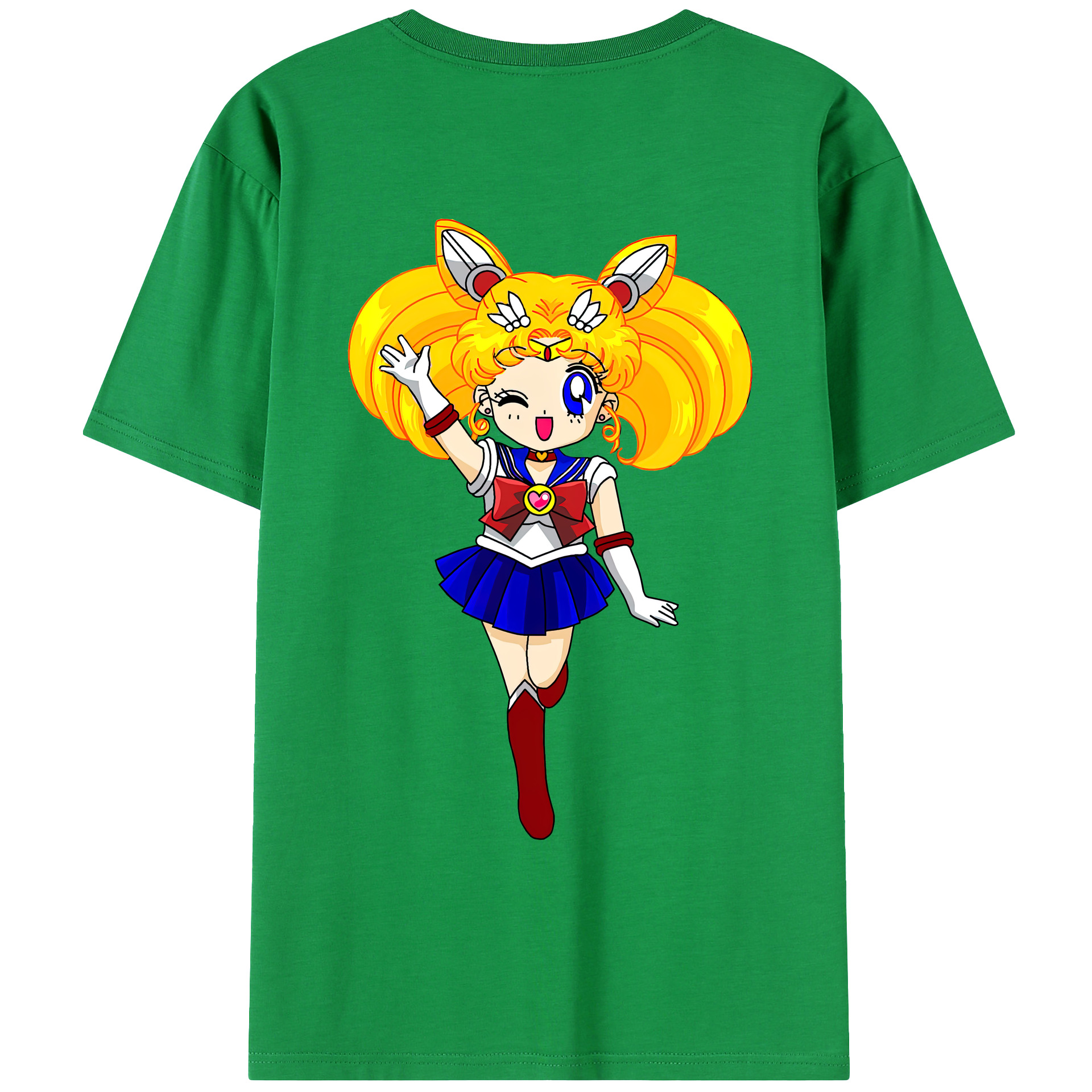 （画像用） 美少女戦士セーラームーン 月野 うさぎ つきの うさぎ Sailor Moon Tsukino Usagi 綿100％ メンズ半袖Tシャツ（バックプリント） 通気性