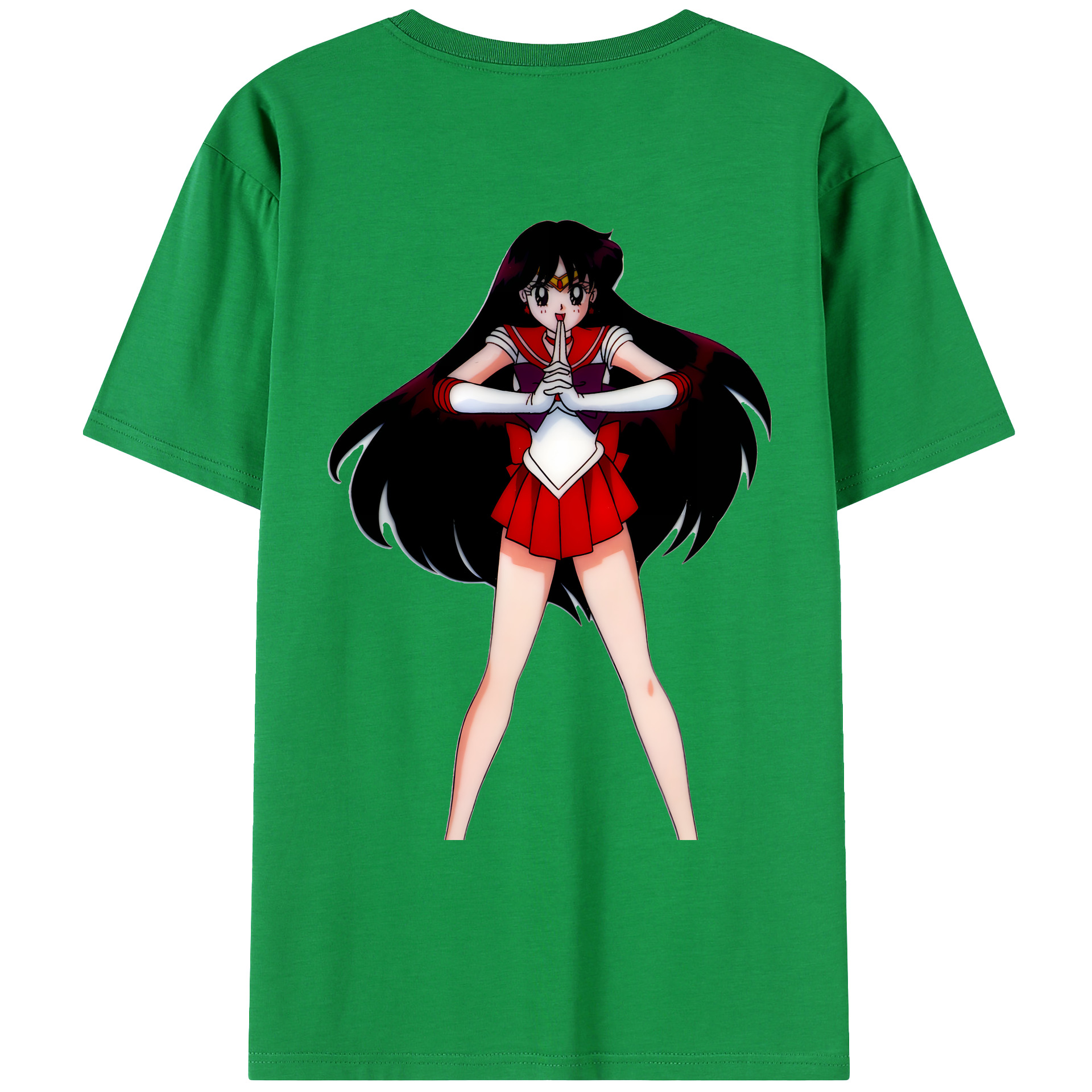 （画像用） 美少女戦士セーラームーン 火野レイ ひの レイ Sailor Moon Hino Rei （セーラーマーズ,Sailor Mars） 綿100％ メンズ半袖Tシャツ（バックプリント） 通気性