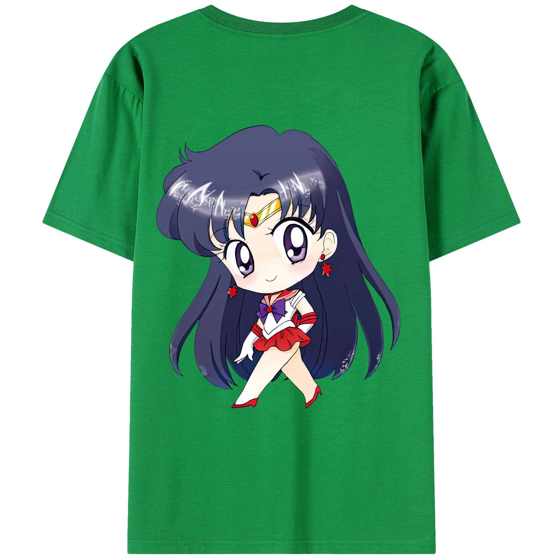 （画像用） 美少女戦士セーラームーン 火野レイ ひの レイ Sailor Moon Hino Rei （セーラーマーズ,Sailor Mars） 綿100％ メンズ半袖Tシャツ（バックプリント） 通気性