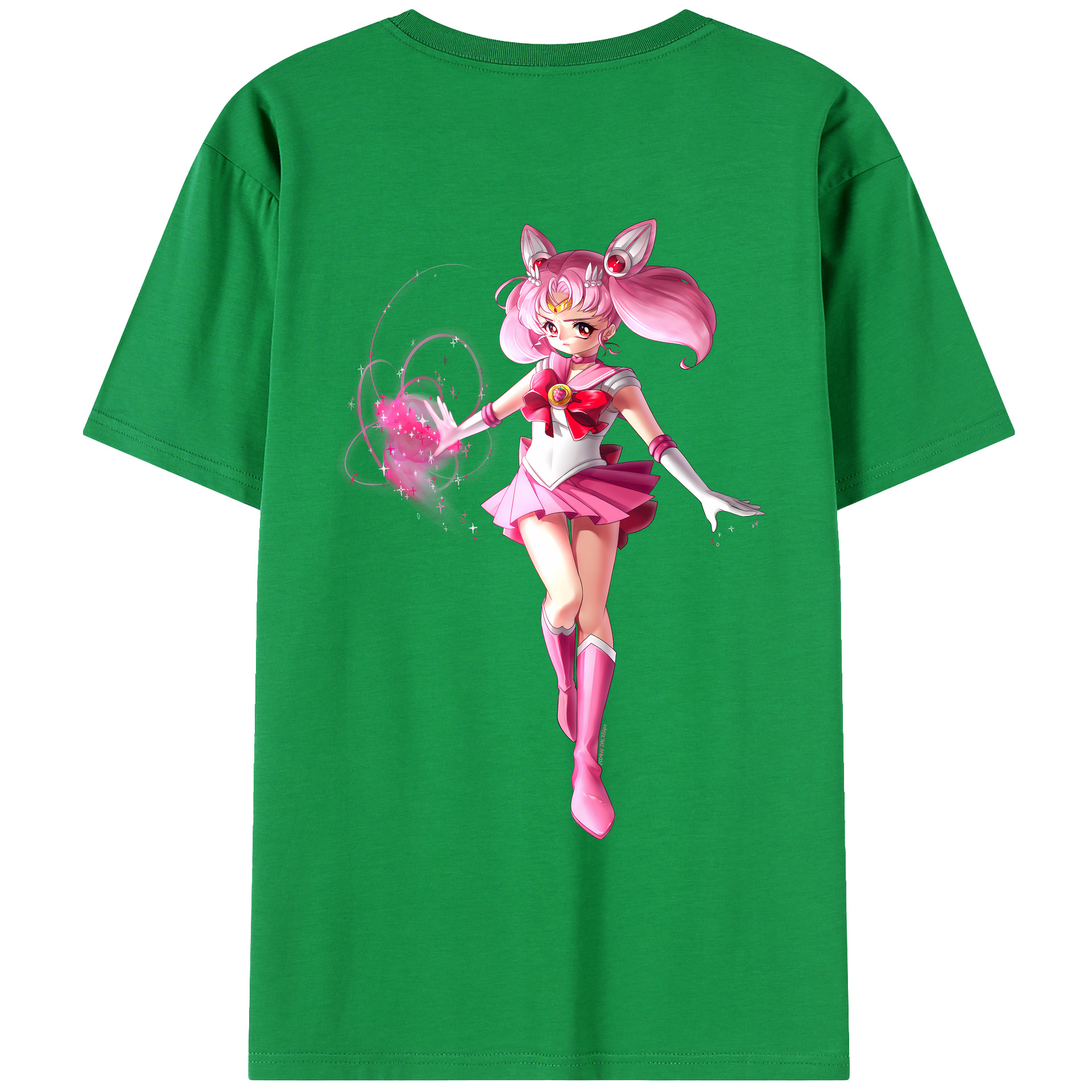 （画像用） 美少女戦士セーラームーン ちびうさ Sailor Moon Chibiusa Tsukino Usagi Small Lady Serenity 綿100％ メンズ半袖Tシャツ（バックプリント） 通気性