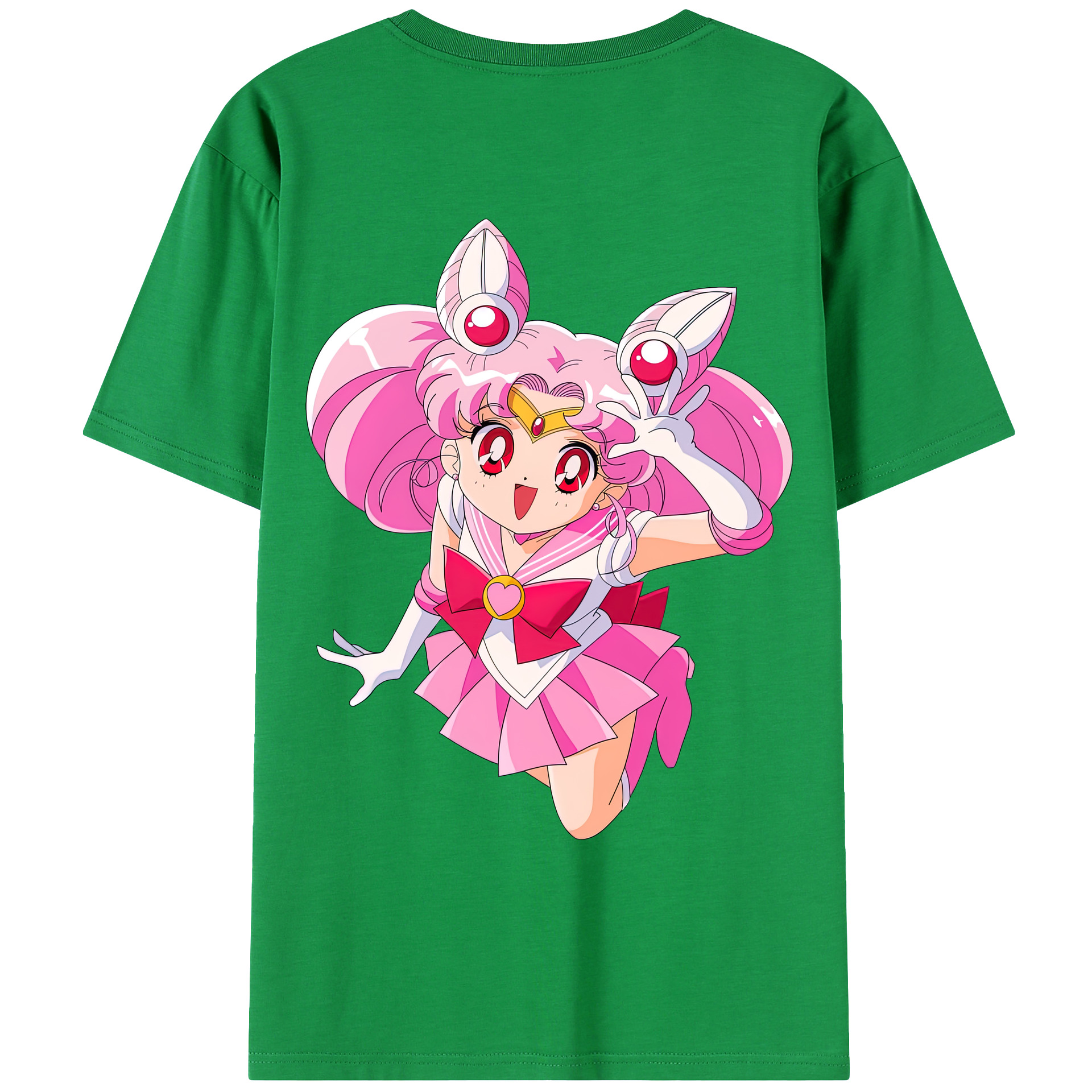 （画像用） 美少女戦士セーラームーン ちびうさ Sailor Moon Chibiusa Tsukino Usagi Small Lady Serenity 綿100％ メンズ半袖Tシャツ（バックプリント） 通気性