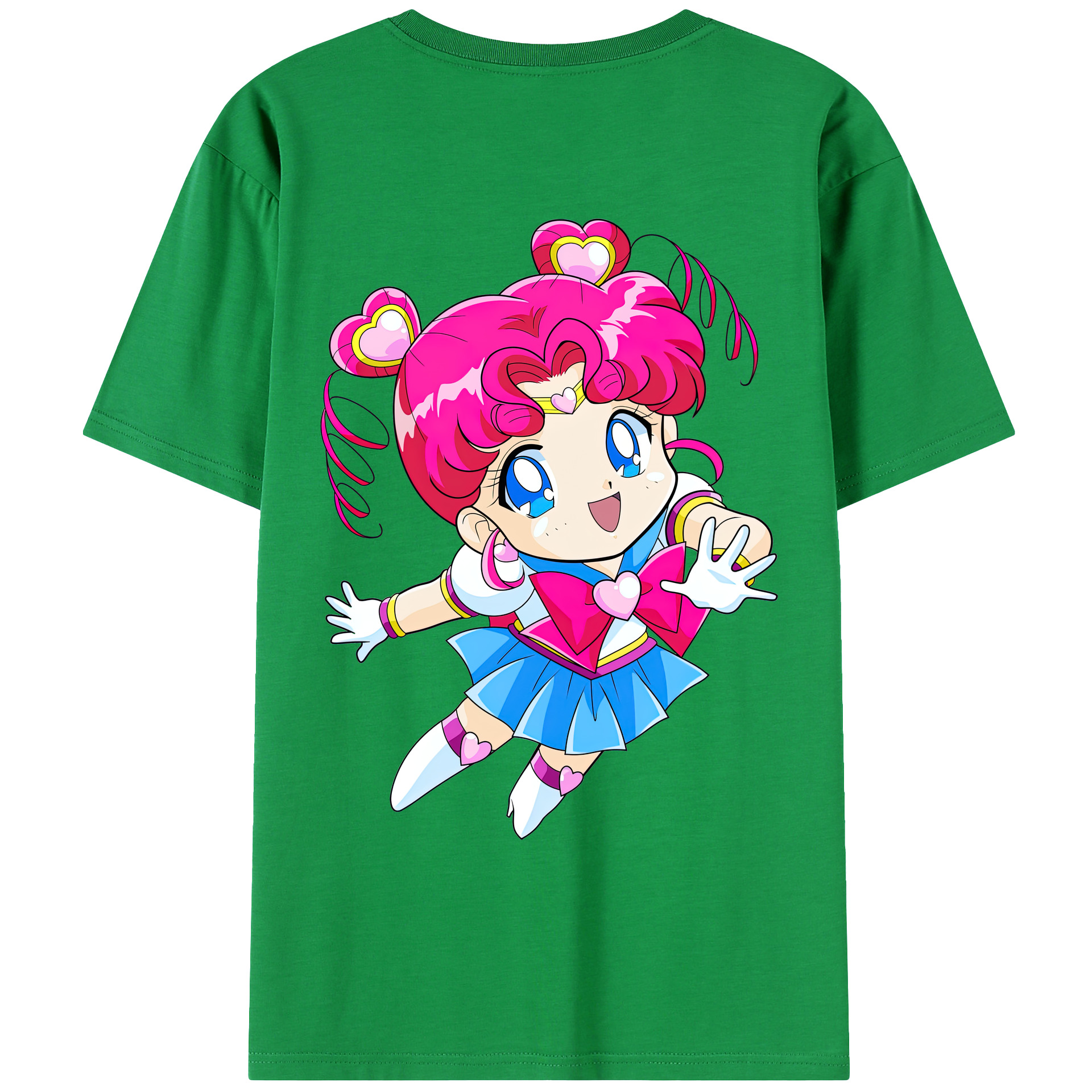（画像用） 美少女戦士セーラームーン ちびうさ Sailor Moon Chibiusa Tsukino Usagi Small Lady Serenity 綿100％ メンズ半袖Tシャツ（バックプリント） 通気性
