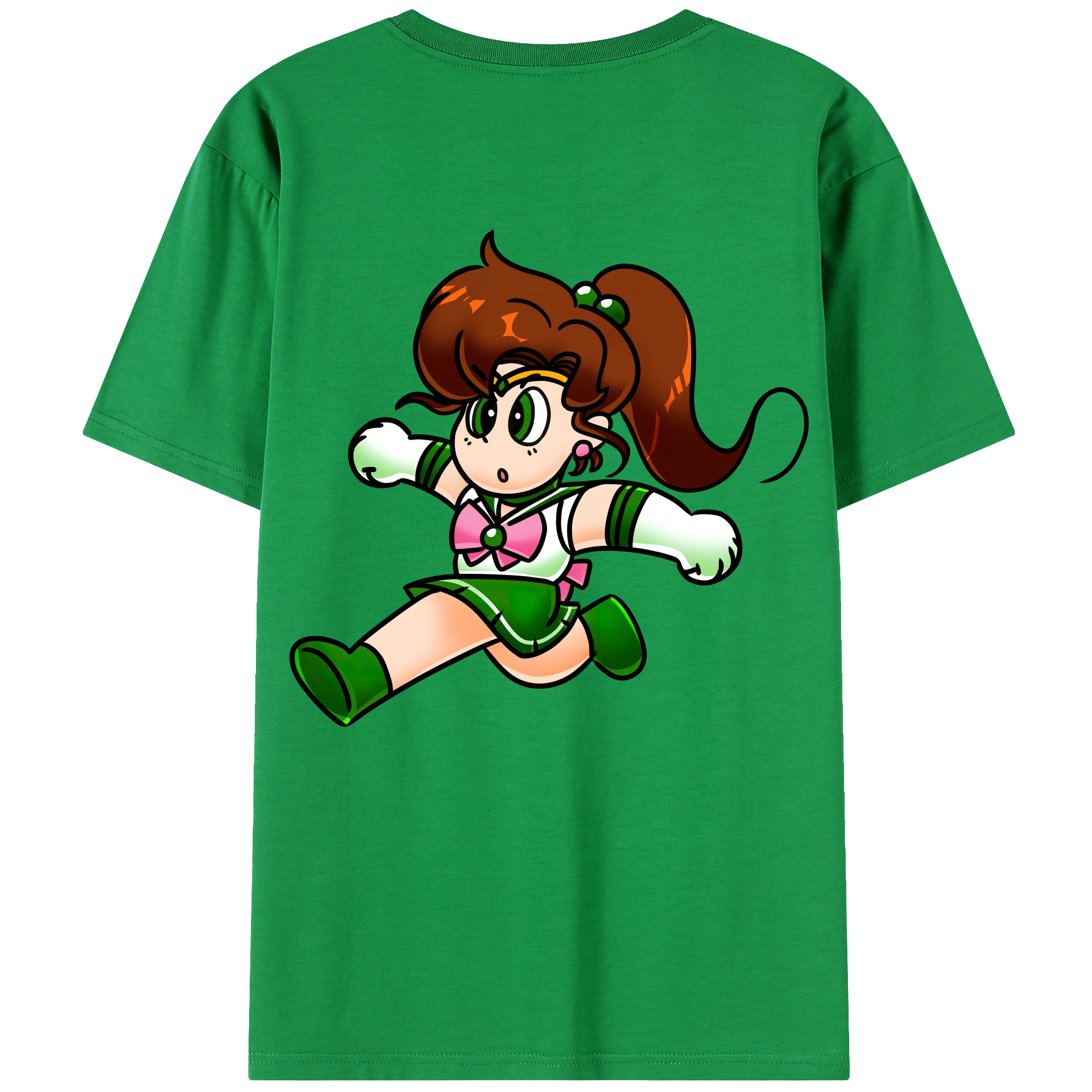 （画像用） 美少女戦士セーラームーン 木野 まこと きの まこと Sailor Moon Kino Makoto （セーラージュピター；Sailor Jupiter） 綿100％ メンズ半袖Tシャツ（バックプリント） 通気性