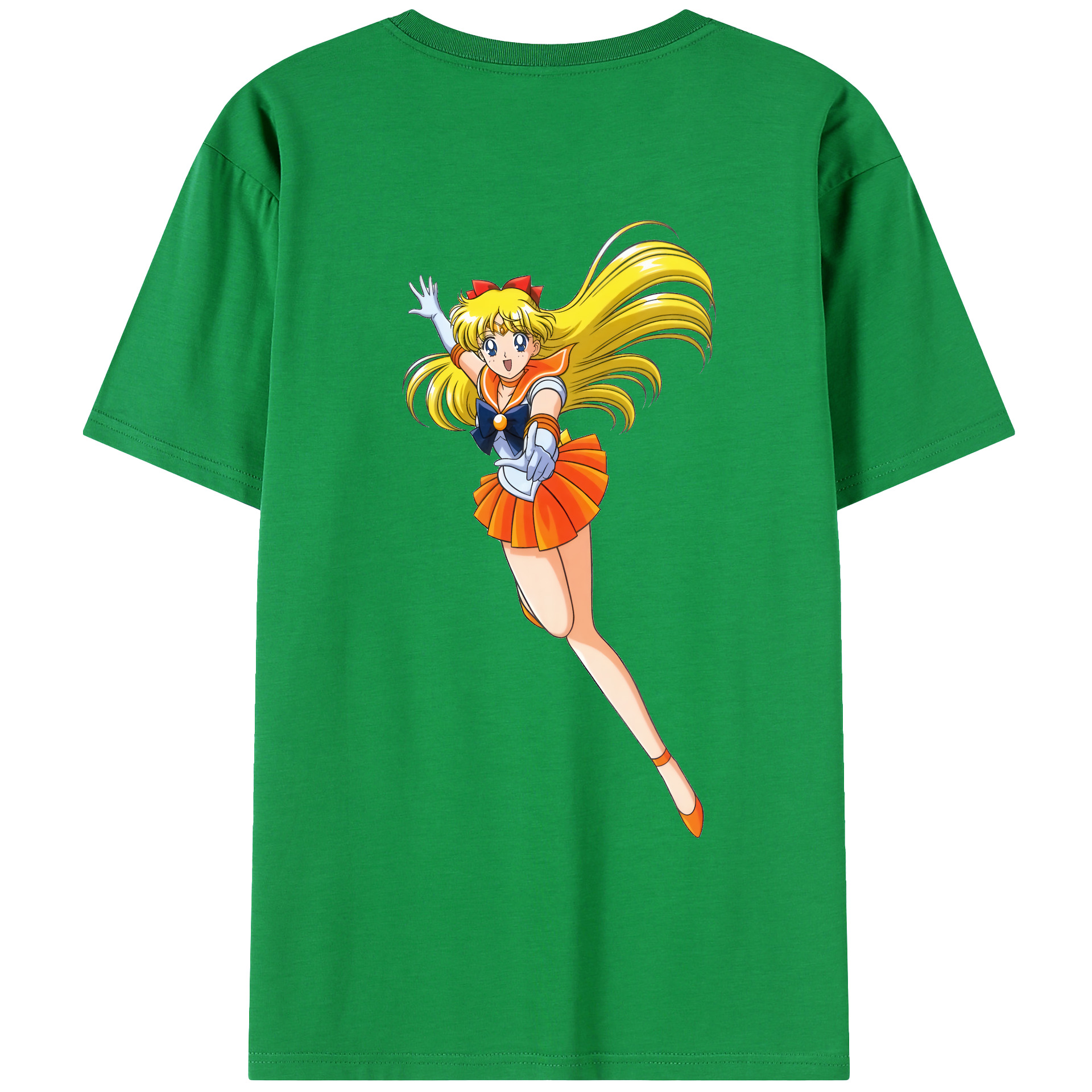 （画像用） 美少女戦士セーラームーン 愛野 美奈子 あいの みなこ Sailor Moon Aino Minako 綿100％ メンズ半袖Tシャツ（バックプリント） 通気性