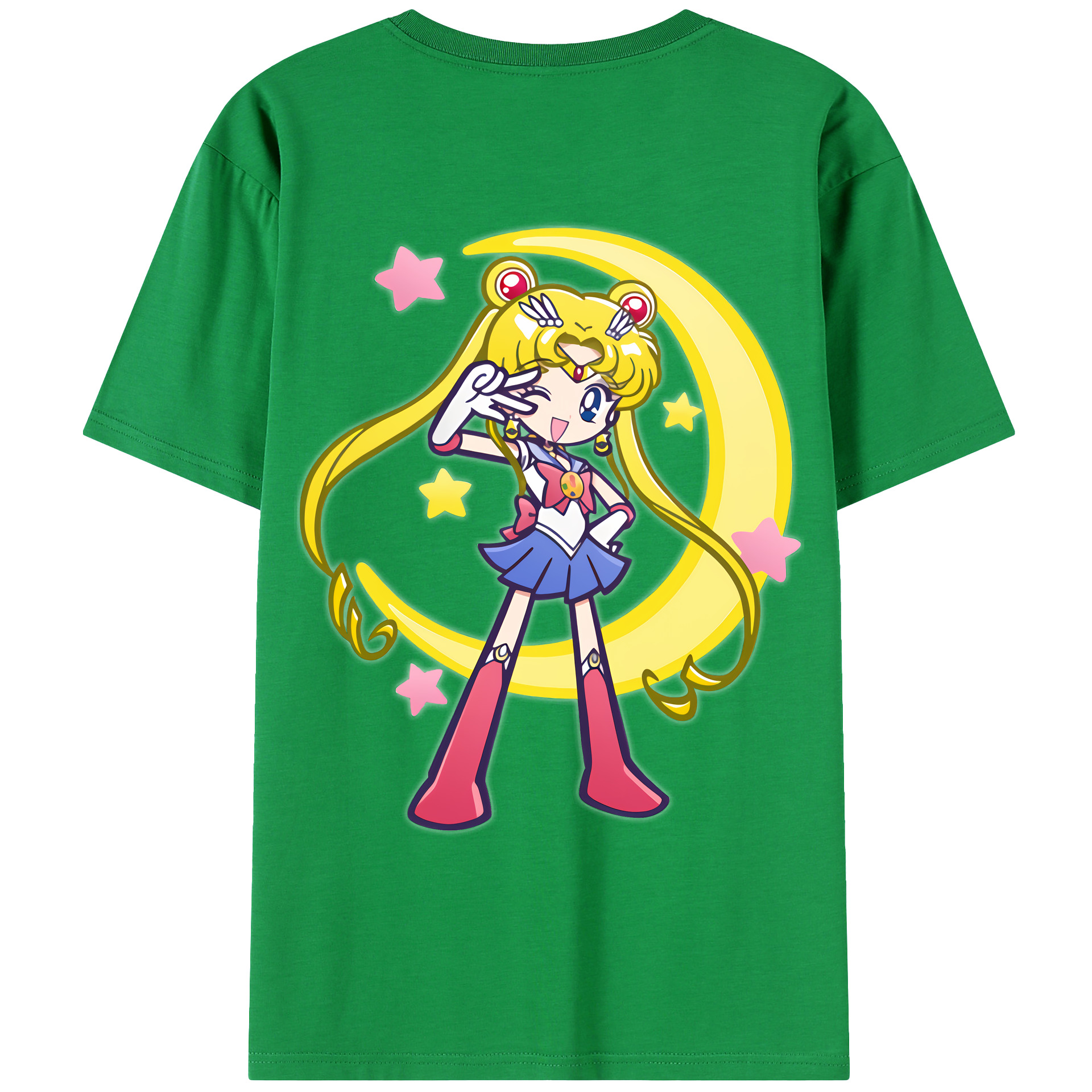 （画像用） 美少女戦士セーラームーン 月野 うさぎ つきの うさぎ Sailor Moon Tsukino Usagi 綿100％ メンズ半袖Tシャツ（バックプリント） 通気性