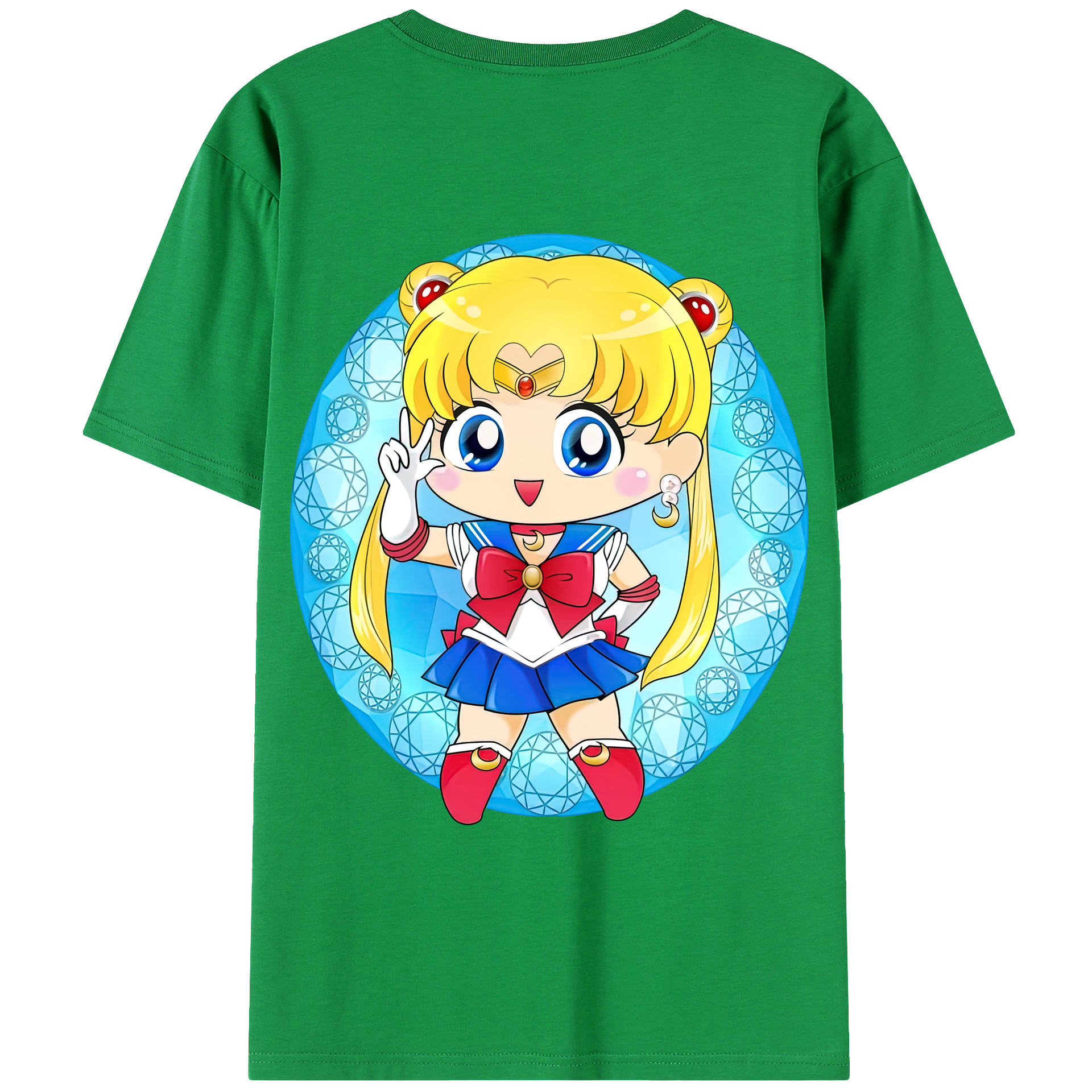 （画像用） 美少女戦士セーラームーン 月野 うさぎ つきの うさぎ Sailor Moon Tsukino Usagi 綿100％ メンズ半袖Tシャツ（バックプリント） 通気性