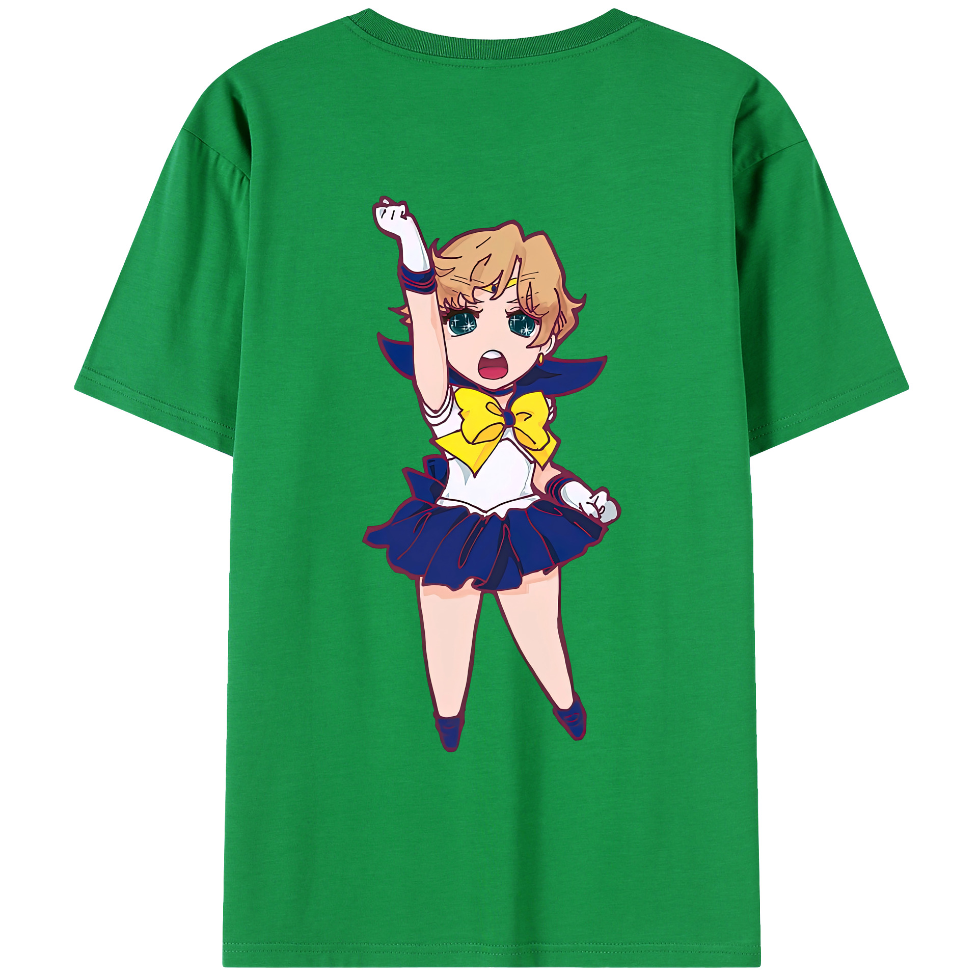 （画像用） 美少女戦士セーラームーン 天王はるか Sailor Moon Tenoh Haruka 綿100％ メンズ半袖Tシャツ（バックプリント） 通気性
