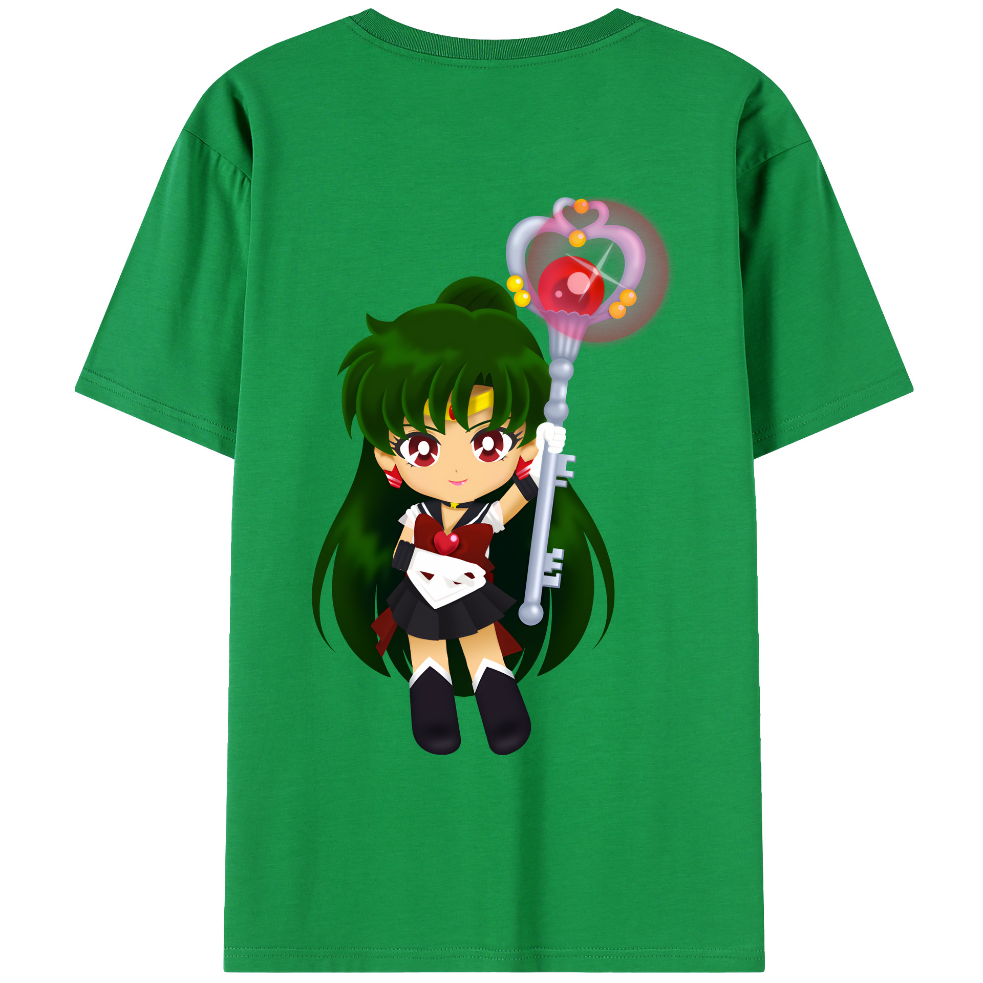 （画像用） 美少女戦士セーラームーン 冥王せつな Sailor Moon Meiou Setsuna 綿100％ メンズ半袖Tシャツ（バックプリント） 通気性