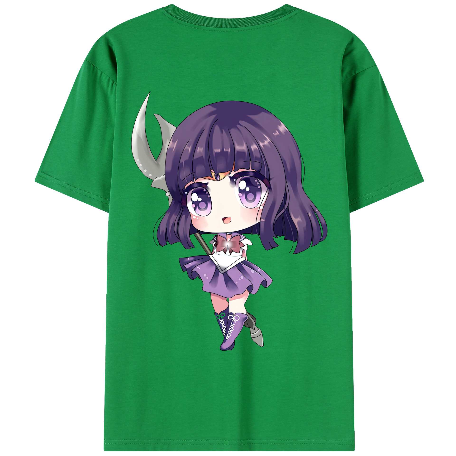 （画像用） 美少女戦士セーラームーン 土萠ほたる Sailor Moon Tomoe Hotaru （セーラーサターン；Sailor Saturn） 綿100％ メンズ半袖Tシャツ（バックプリント） 通気性