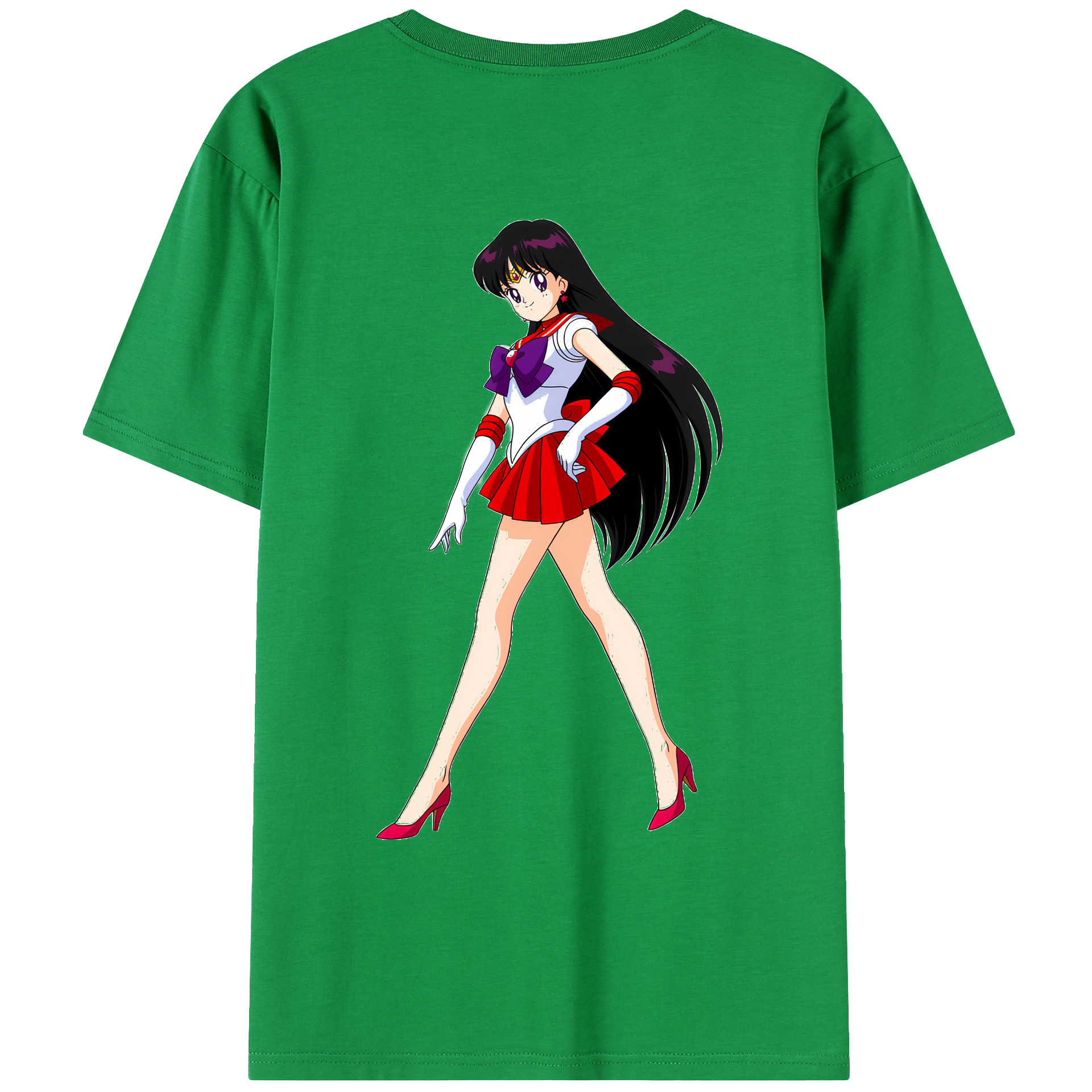 （画像用） 美少女戦士セーラームーン 火野レイ ひの レイ Sailor Moon Hino Rei （セーラーマーズ,Sailor Mars） 綿100％ メンズ半袖Tシャツ（バックプリント） 通気性