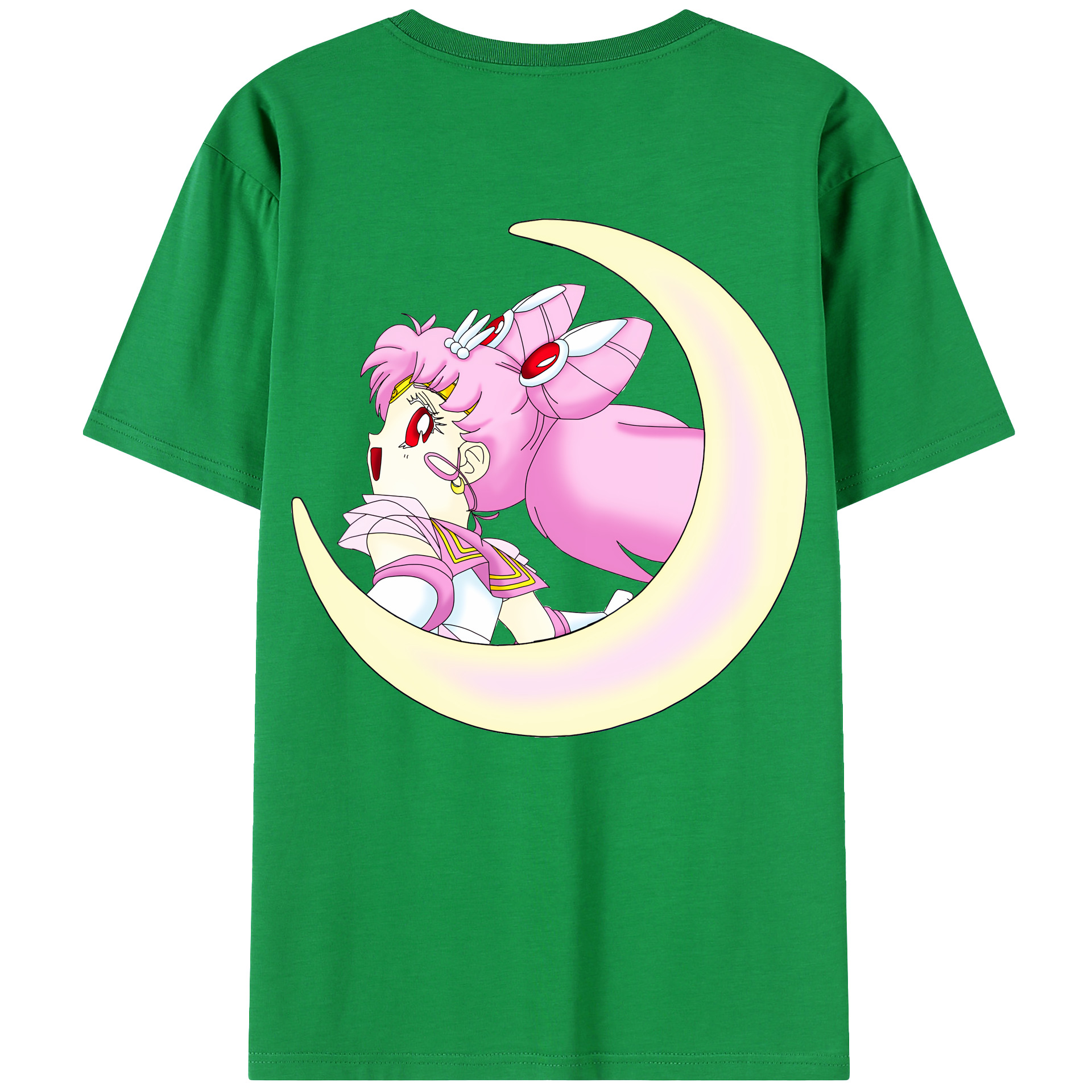 （画像用） 美少女戦士セーラームーン ちびうさ Sailor Moon Chibiusa Tsukino Usagi Small Lady Serenity 綿100％ メンズ半袖Tシャツ（バックプリント） 通気性
