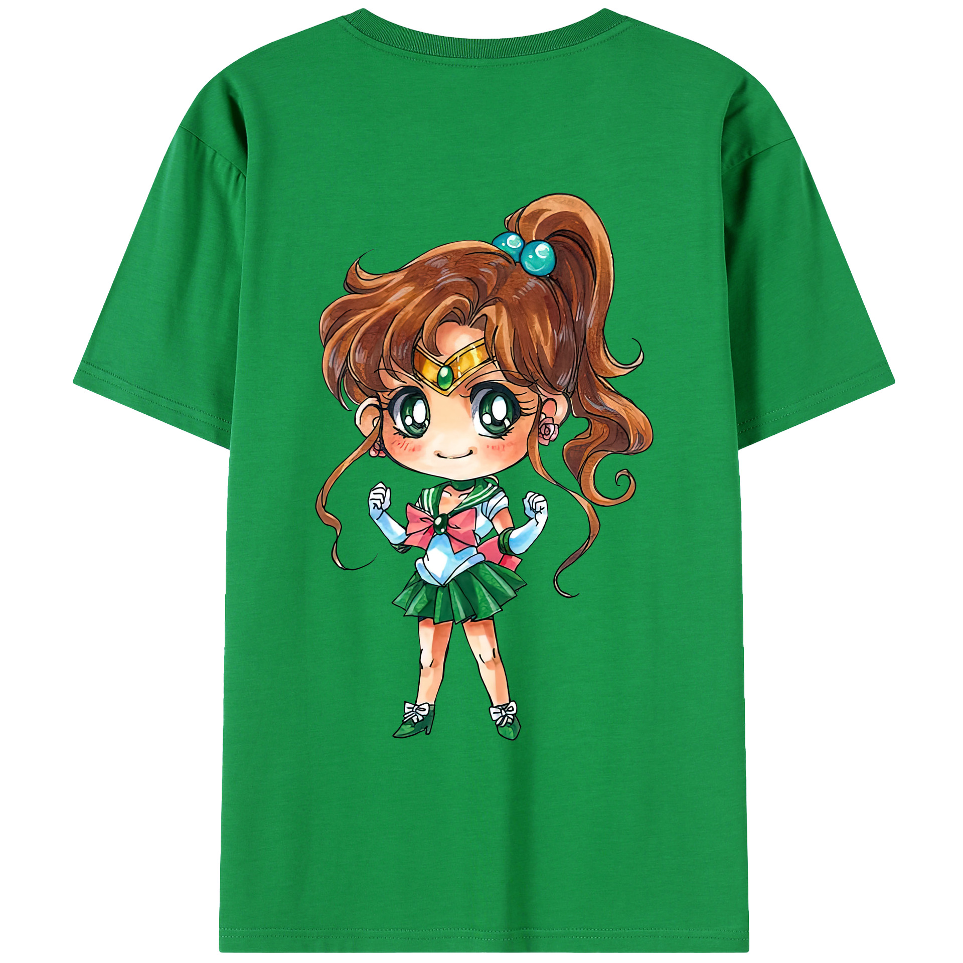 （画像用） 美少女戦士セーラームーン 木野 まこと きの まこと Sailor Moon Kino Makoto （セーラージュピター；Sailor Jupiter） 綿100％ メンズ半袖Tシャツ（バックプリント） 通気性