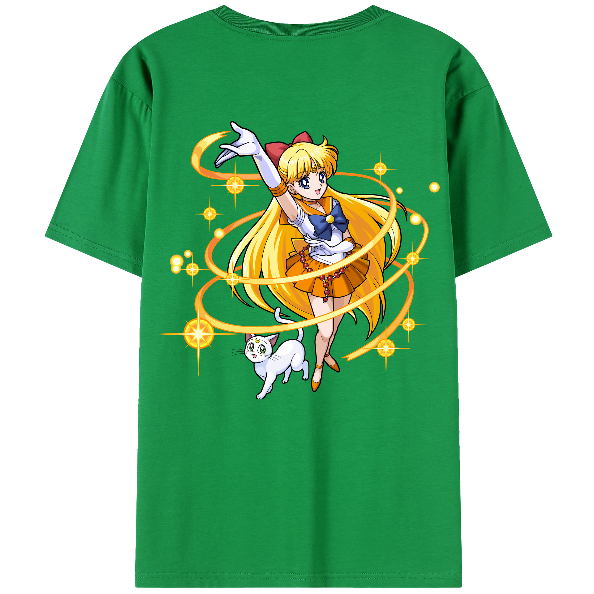 （画像用） 美少女戦士セーラームーン 愛野 美奈子 あいの みなこ Sailor Moon Aino Minako 綿100％ メンズ半袖Tシャツ（バックプリント） 通気性