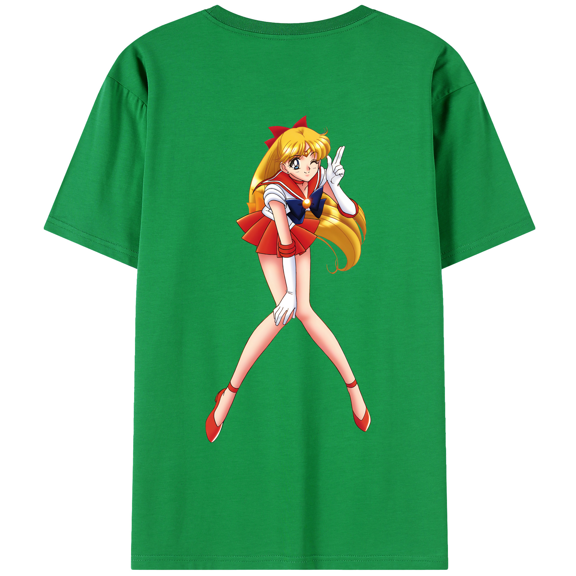（画像用） 美少女戦士セーラームーン 愛野 美奈子 あいの みなこ Sailor Moon Aino Minako 綿100％ メンズ半袖Tシャツ（バックプリント） 通気性