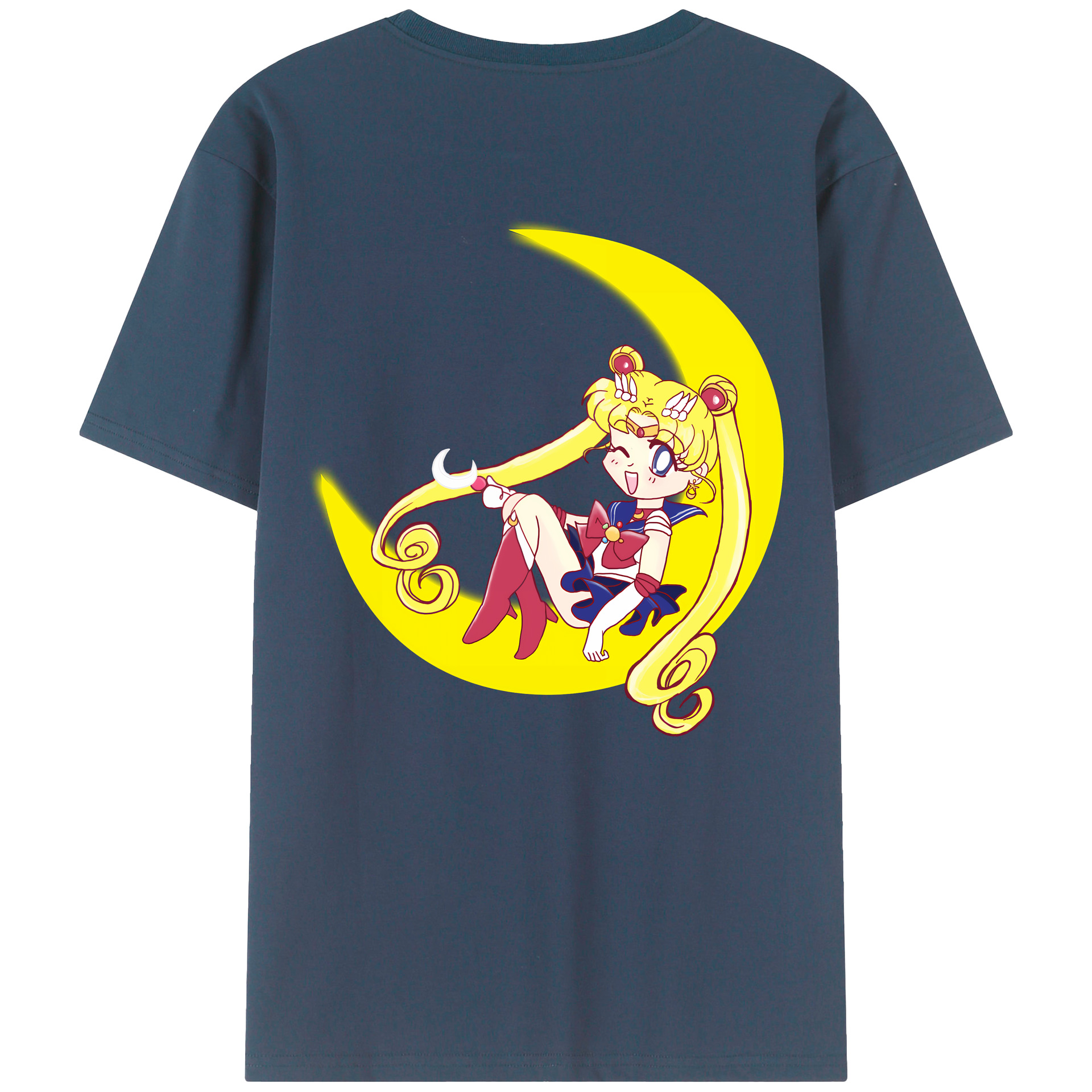 （画像用） 美少女戦士セーラームーン 月野 うさぎ つきの うさぎ Sailor Moon Tsukino Usagi 綿100％ メンズ半袖Tシャツ（バックプリント） 通気性