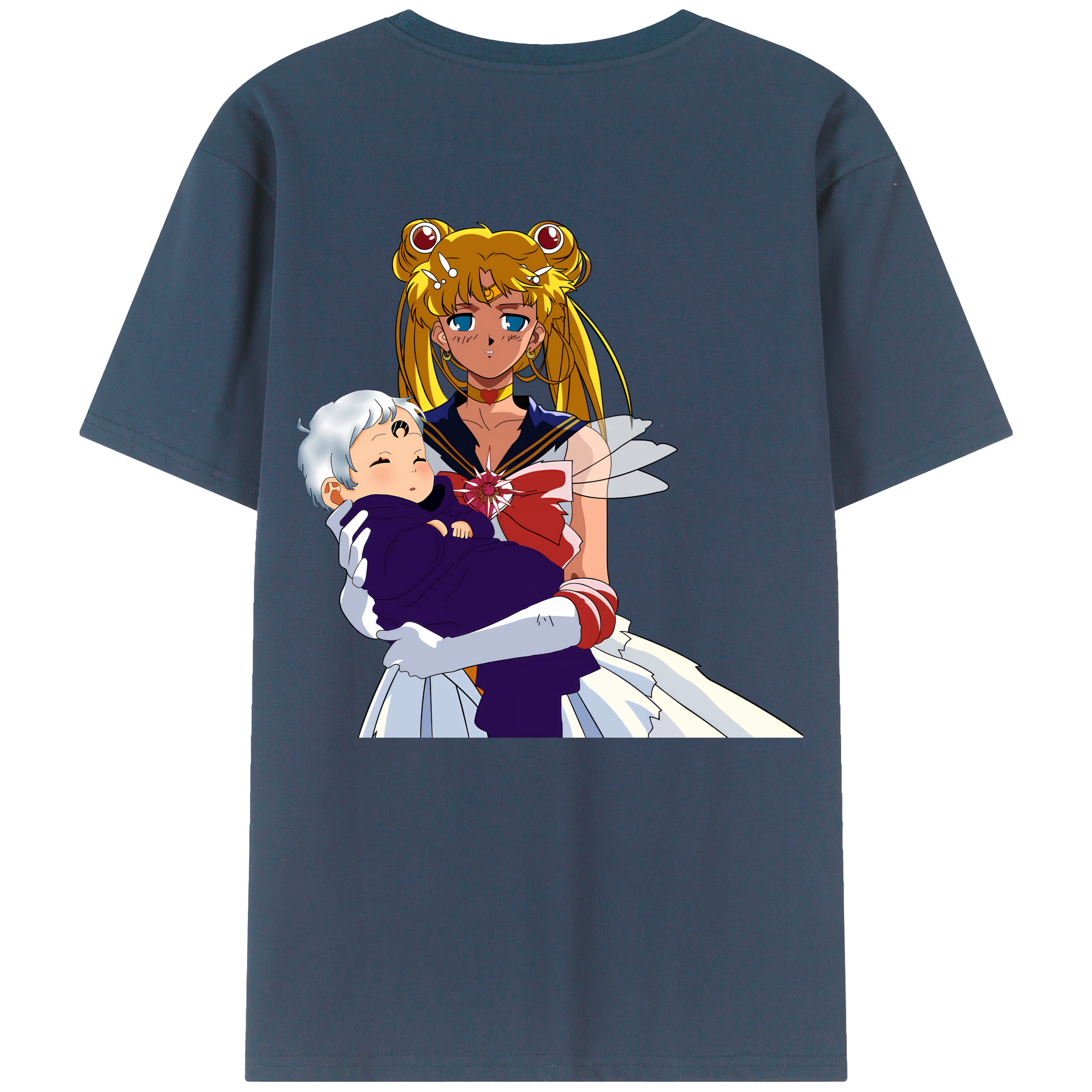 （画像用） 美少女戦士セーラームーン 月野 うさぎ つきの うさぎ Sailor Moon Tsukino Usagi 綿100％ メンズ半袖Tシャツ（バックプリント） 通気性