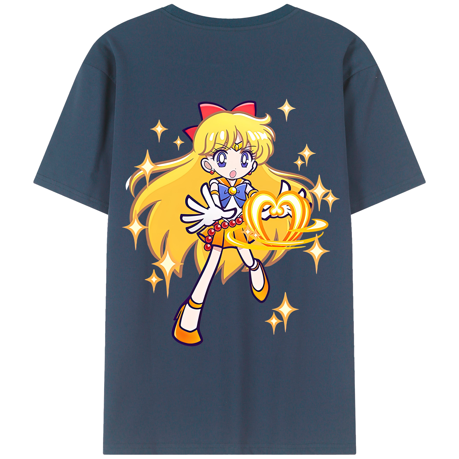 （画像用） 美少女戦士セーラームーン 愛野 美奈子 あいの みなこ Sailor Moon Aino Minako 綿100％ メンズ半袖Tシャツ（バックプリント） 通気性