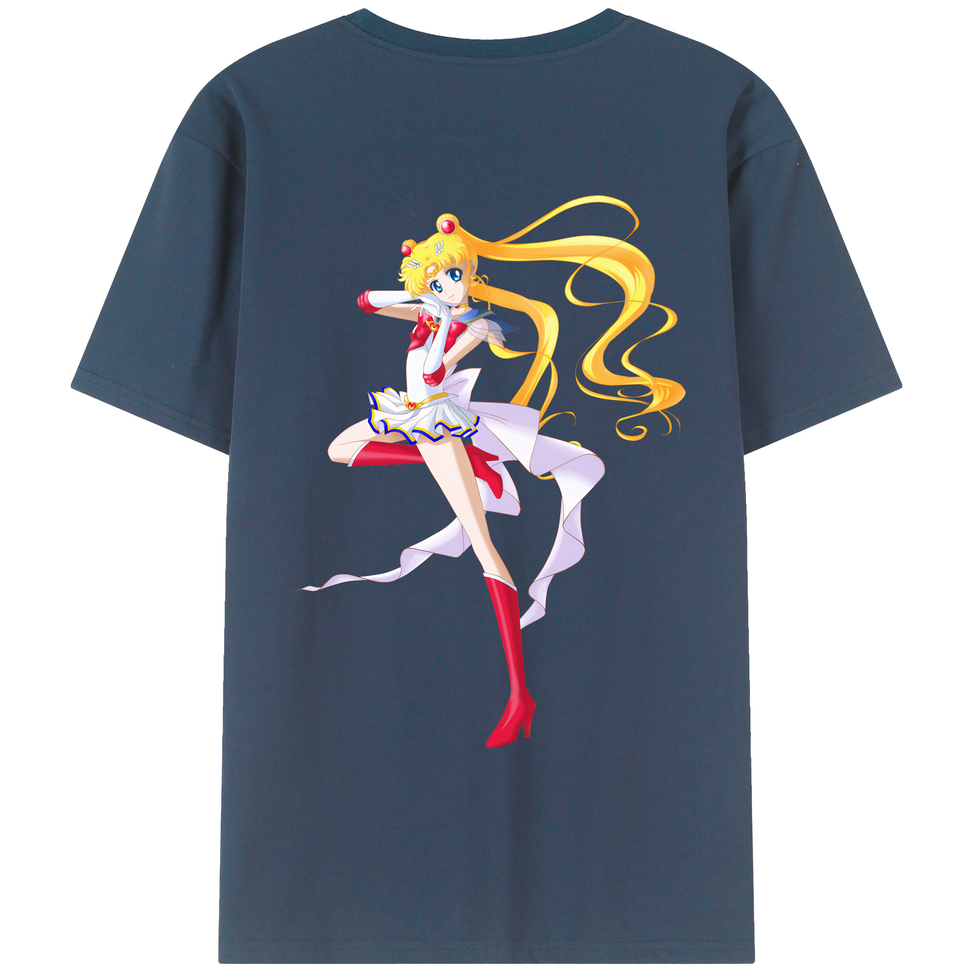 （画像用） 美少女戦士セーラームーン 月野 うさぎ つきの うさぎ Sailor Moon Tsukino Usagi 綿100％ メンズ半袖Tシャツ（バックプリント） 通気性