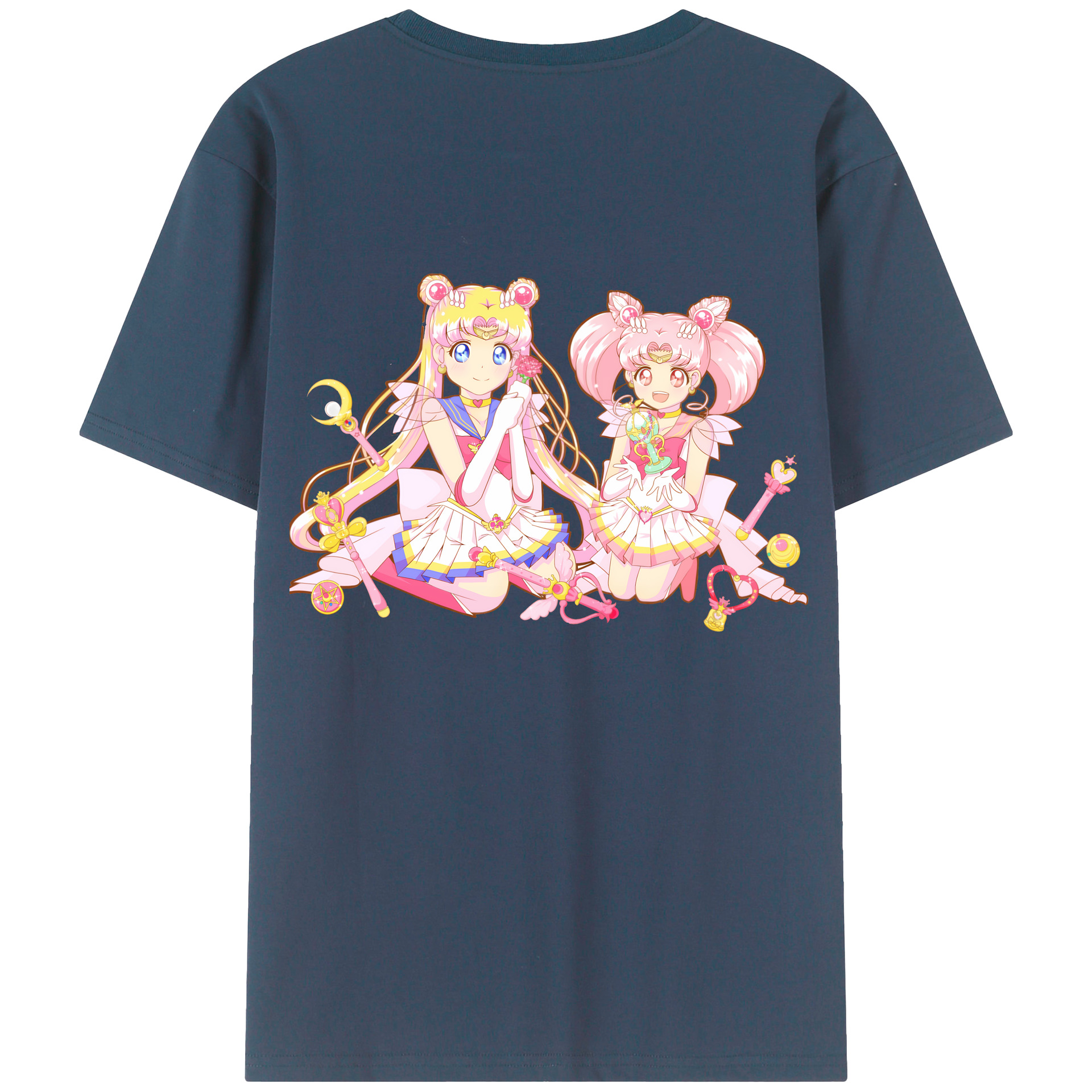 （画像用） 美少女戦士セーラームーン 月野 うさぎ つきの うさぎ Sailor Moon Tsukino Usagi 綿100％ メンズ半袖Tシャツ（バックプリント） 通気性
