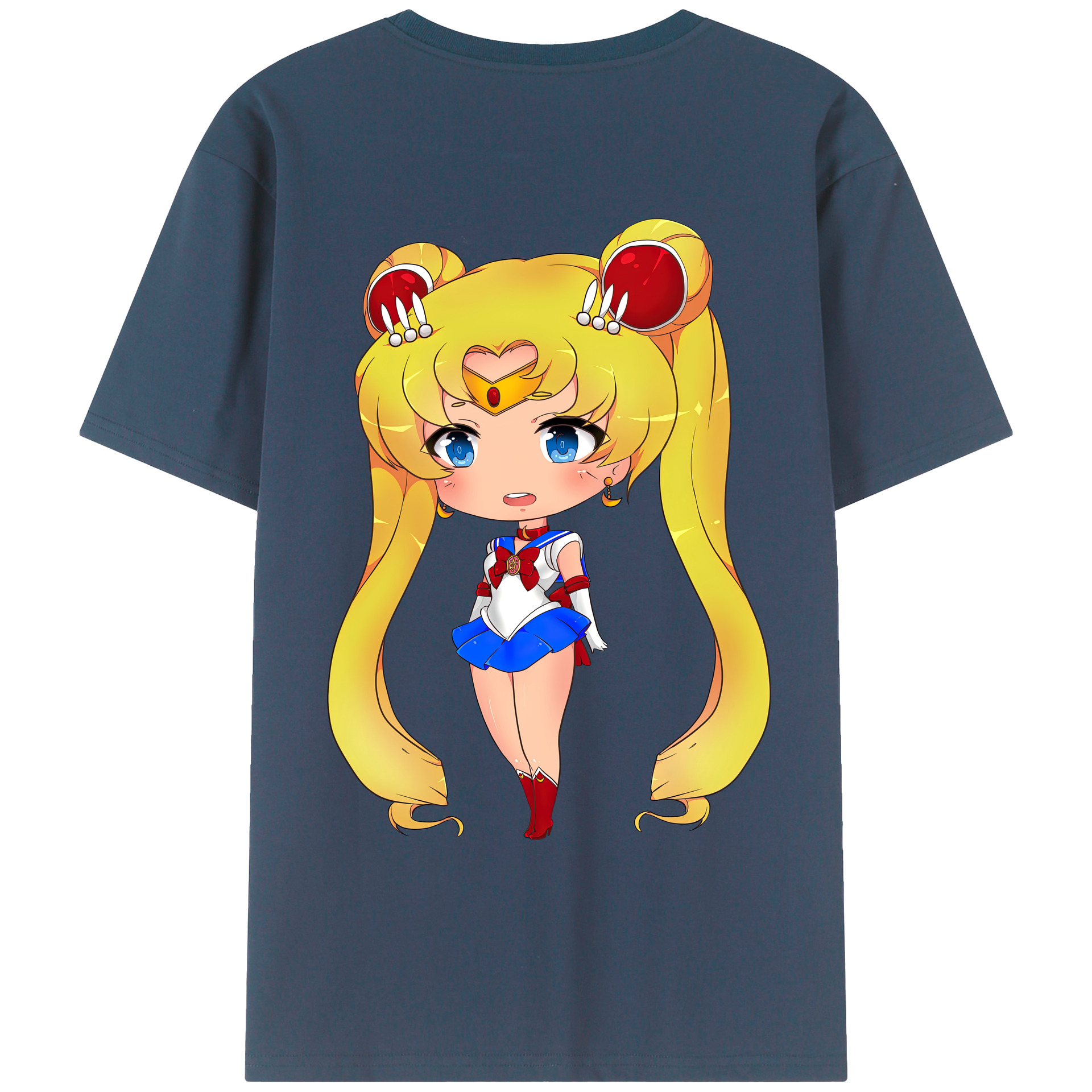 （画像用） 美少女戦士セーラームーン 月野 うさぎ つきの うさぎ Sailor Moon Tsukino Usagi 綿100％ メンズ半袖Tシャツ（バックプリント） 通気性