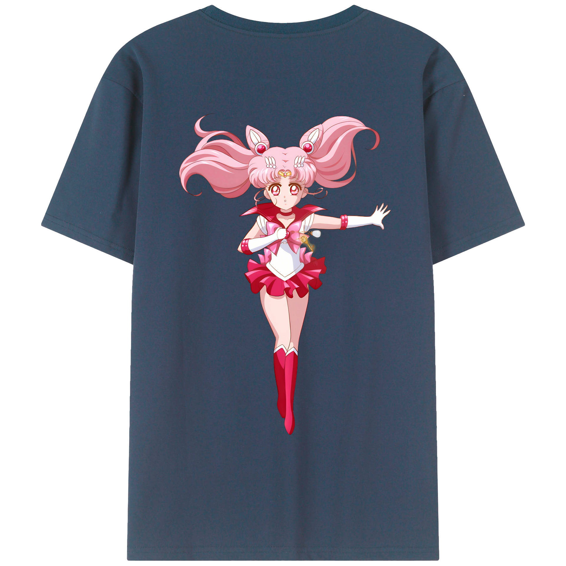 （画像用） 美少女戦士セーラームーン ちびうさ Sailor Moon Chibiusa Tsukino Usagi Small Lady Serenity 綿100％ メンズ半袖Tシャツ（バックプリント） 通気性