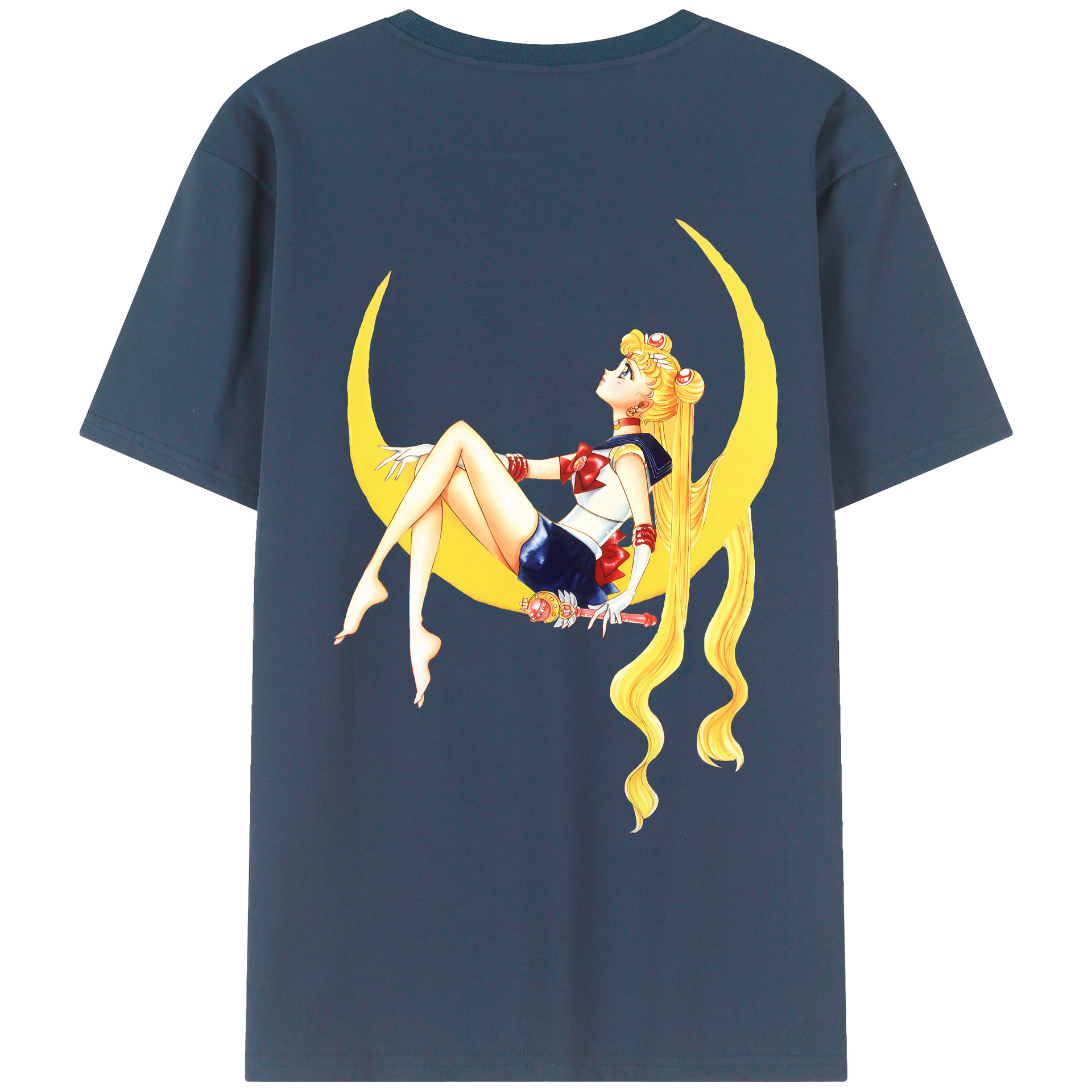 （画像用） 美少女戦士セーラームーン 月野 うさぎ つきの うさぎ Sailor Moon Tsukino Usagi 綿100％ メンズ半袖Tシャツ（バックプリント） 通気性