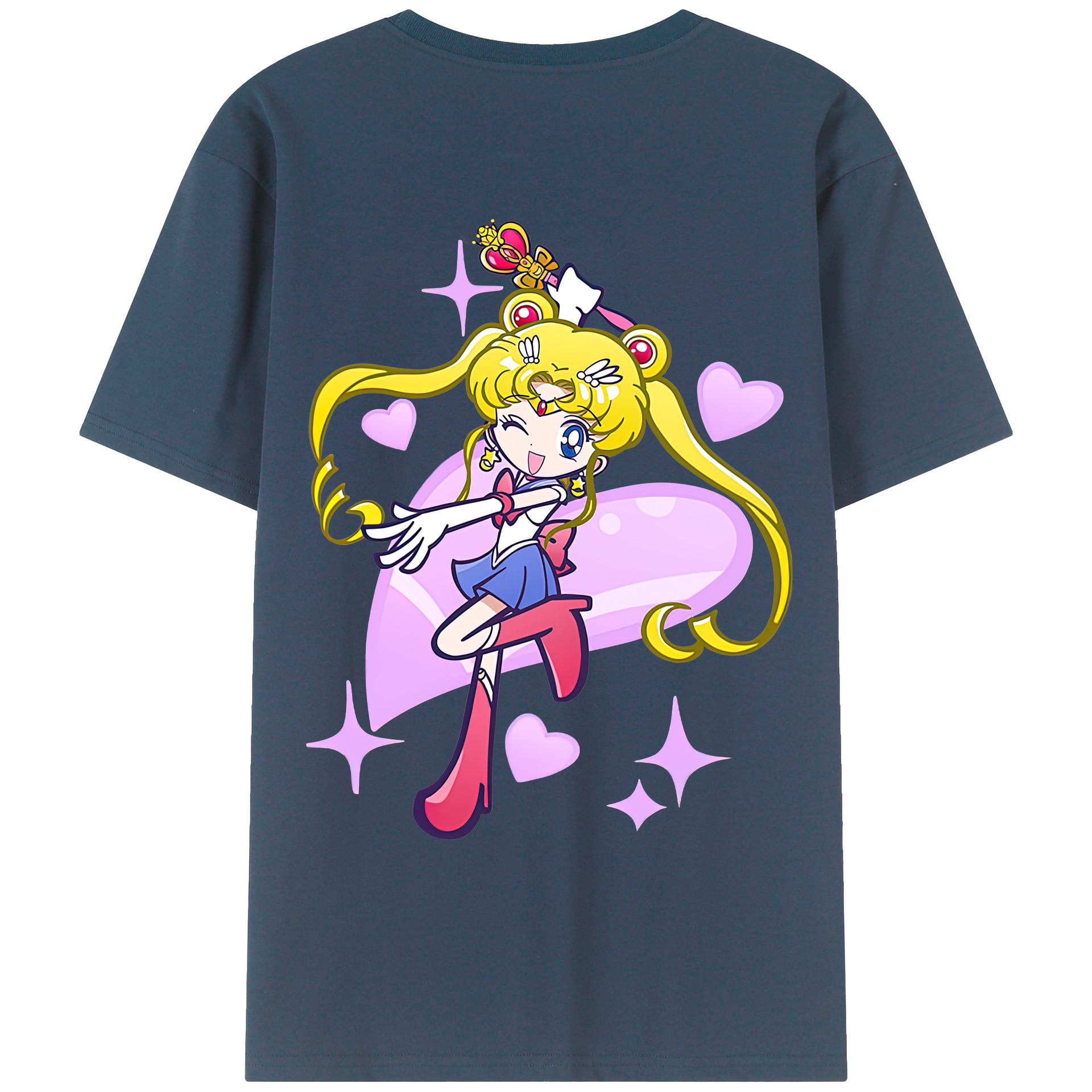 （画像用） 美少女戦士セーラームーン 月野 うさぎ つきの うさぎ Sailor Moon Tsukino Usagi 綿100％ メンズ半袖Tシャツ（バックプリント） 通気性