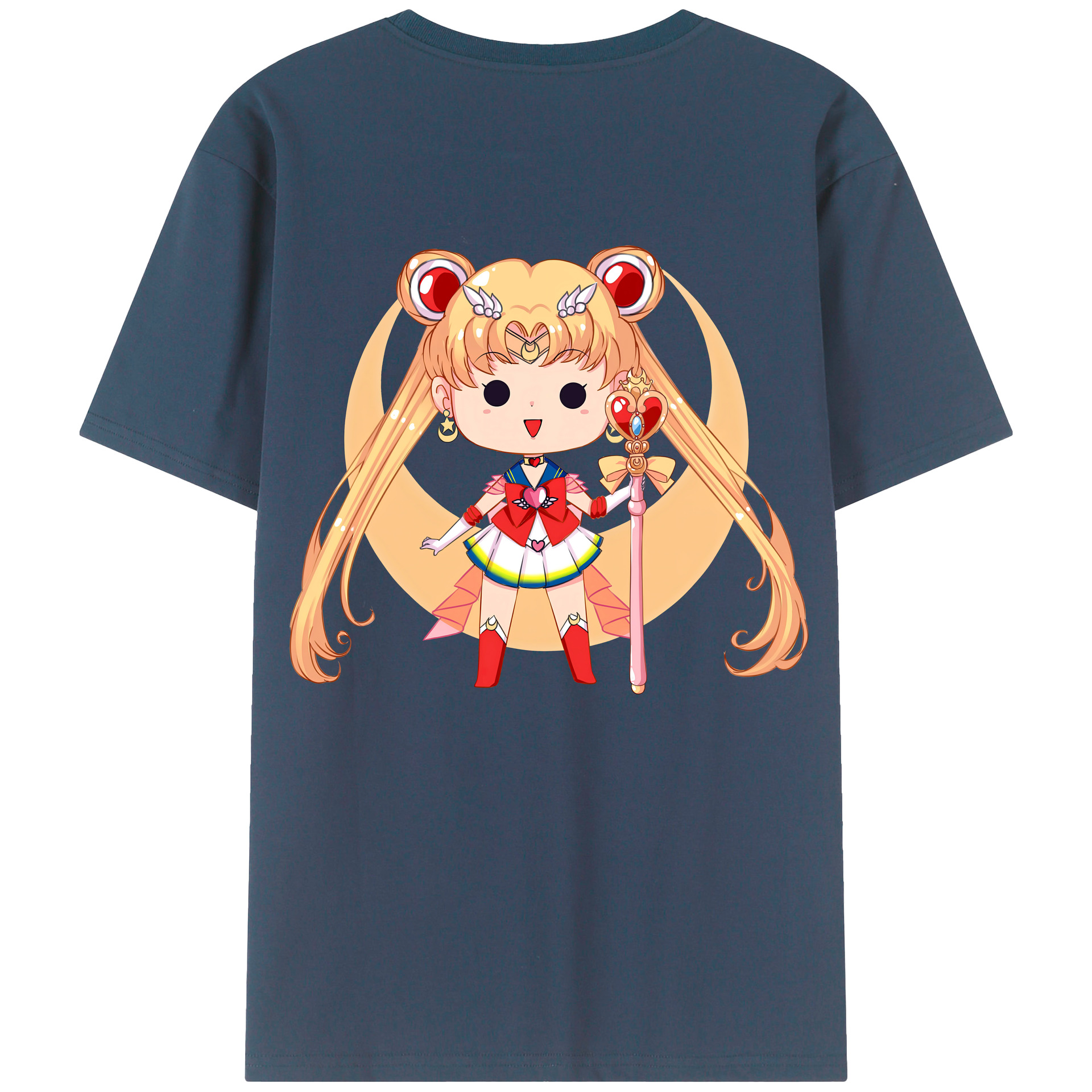 （画像用） 美少女戦士セーラームーン 月野 うさぎ つきの うさぎ Sailor Moon Tsukino Usagi 綿100％ メンズ半袖Tシャツ（バックプリント） 通気性