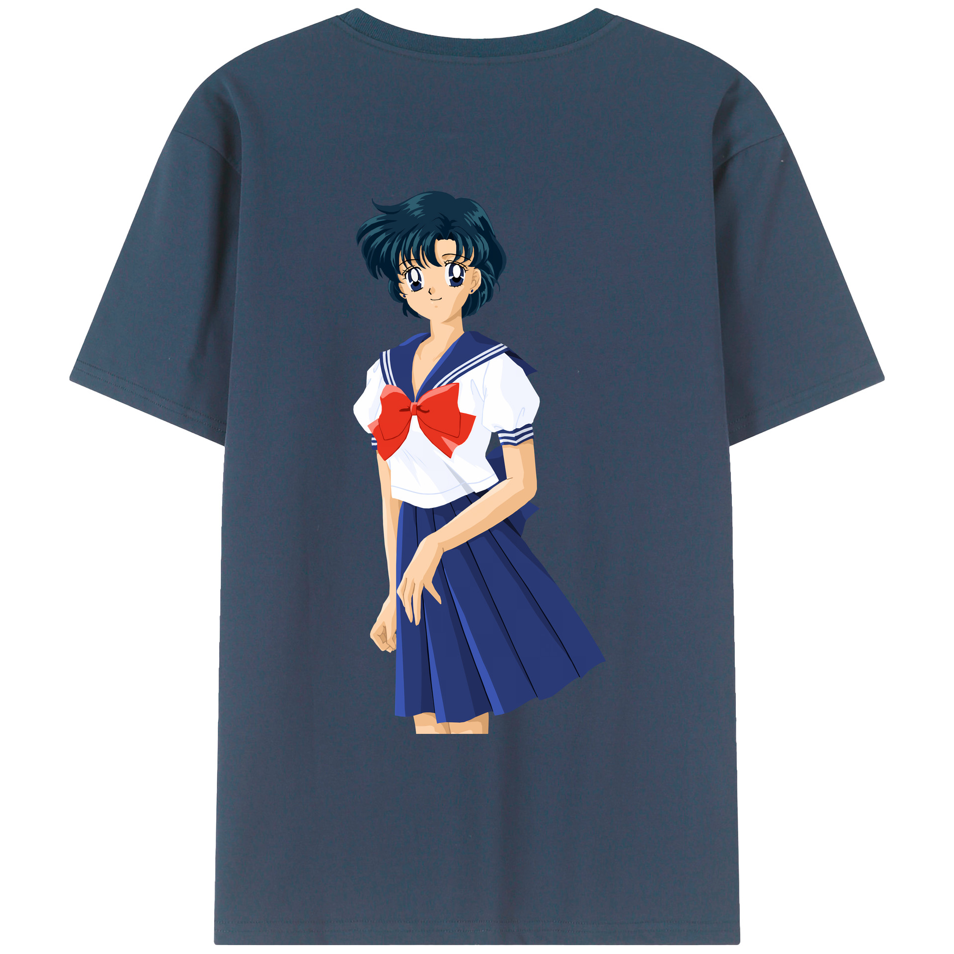 （画像用） 美少女戦士セーラームーン 水野 亜美 みずの あみ Sailor Moon Mizuno Ami 綿100％ メンズ半袖Tシャツ（バックプリント） 通気性