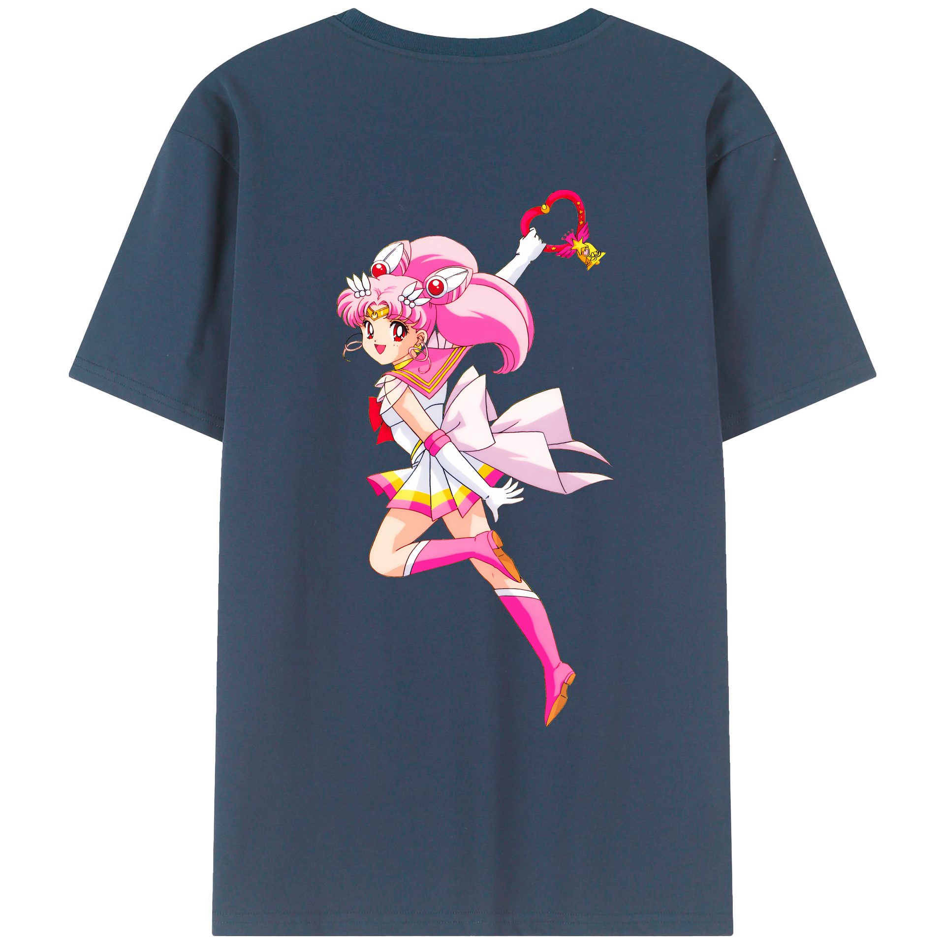 （画像用） 美少女戦士セーラームーン ちびうさ Sailor Moon Chibiusa Tsukino Usagi Small Lady Serenity 綿100％ メンズ半袖Tシャツ（バックプリント） 通気性