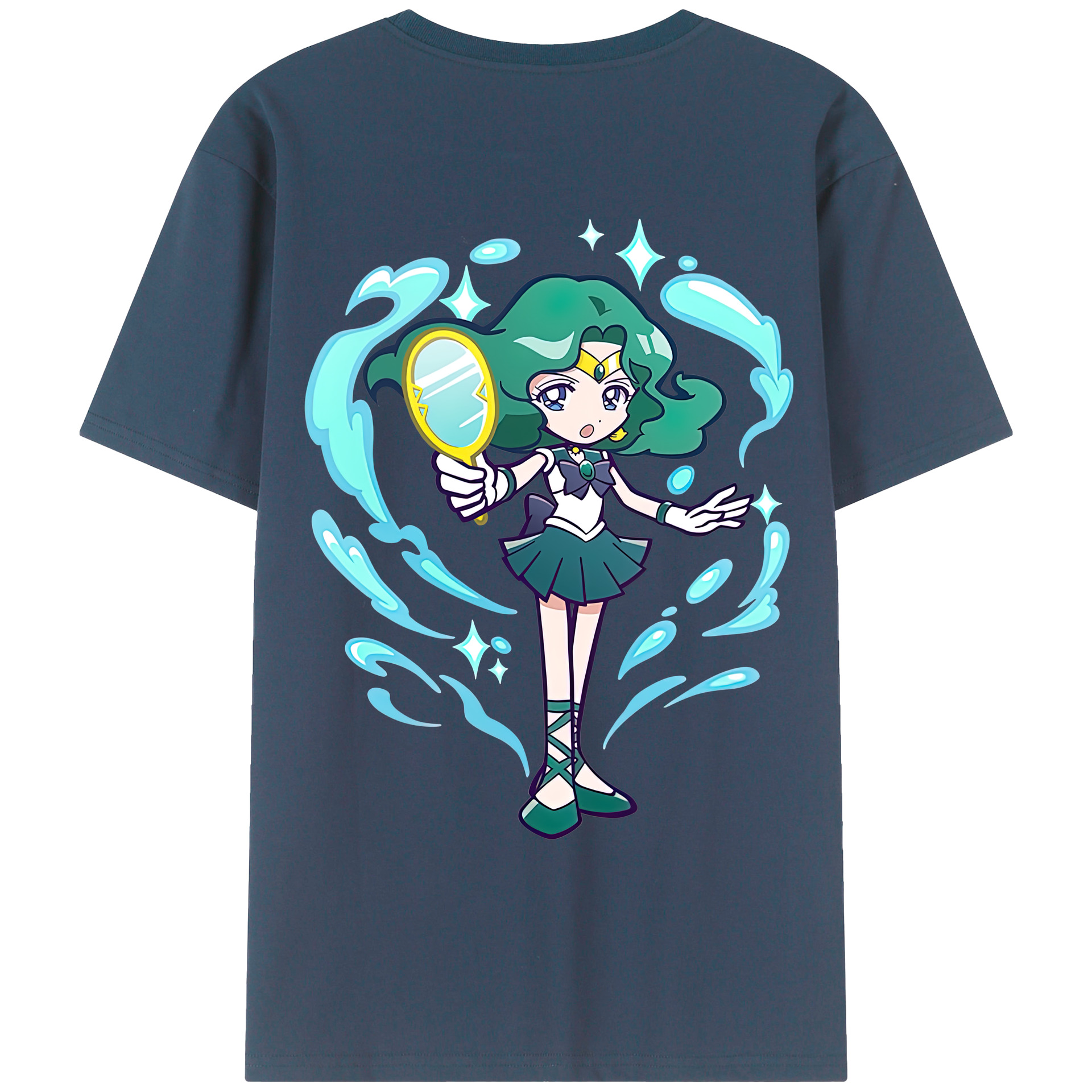 （画像用） 美少女戦士セーラームーン 海王 みちる（かいおう みちる） Sailor Moon Kaiou Michiru 綿100％ メンズ半袖Tシャツ（バックプリント） 通気性