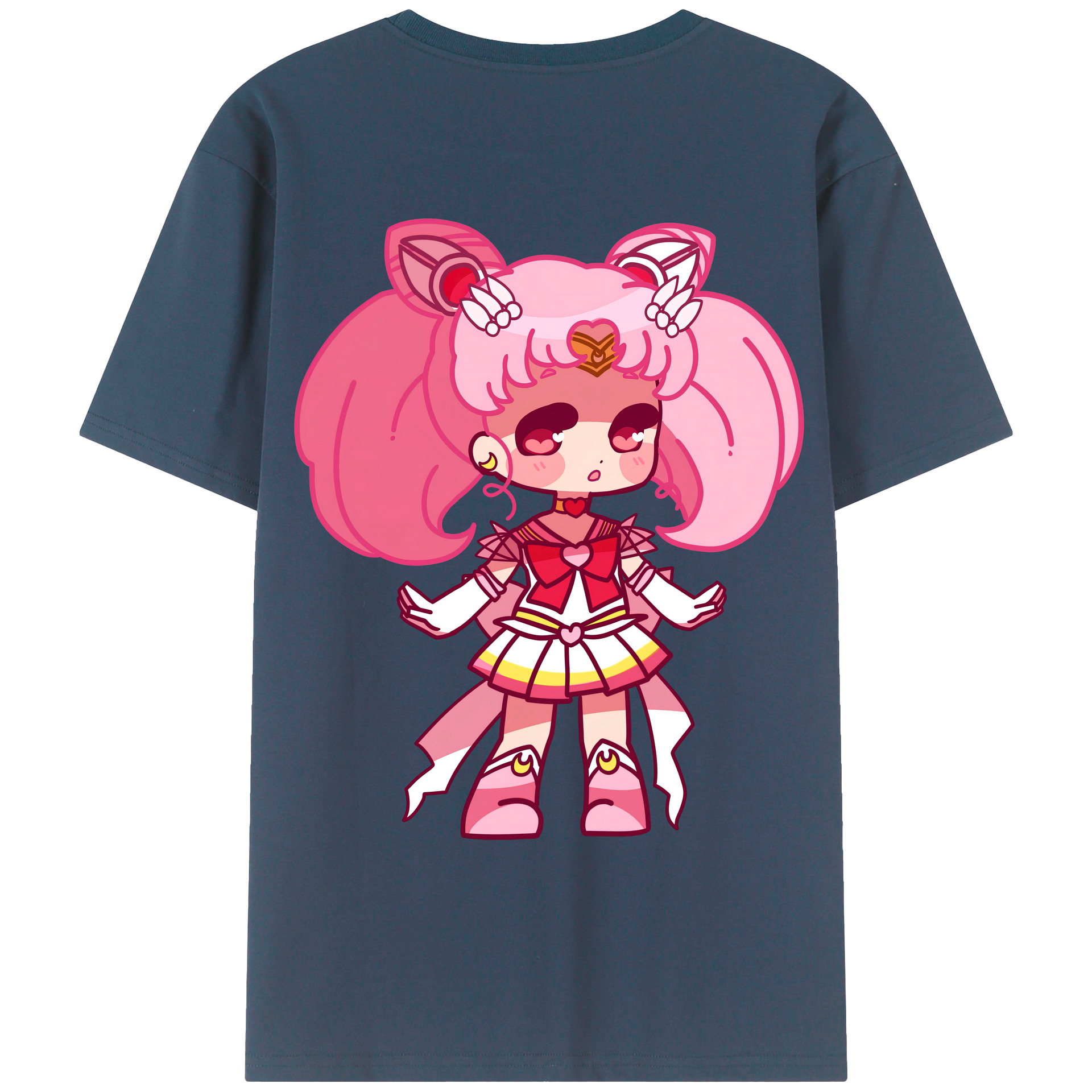 （画像用） 美少女戦士セーラームーン ちびうさ Sailor Moon Chibiusa Tsukino Usagi Small Lady Serenity 綿100％ メンズ半袖Tシャツ（バックプリント） 通気性