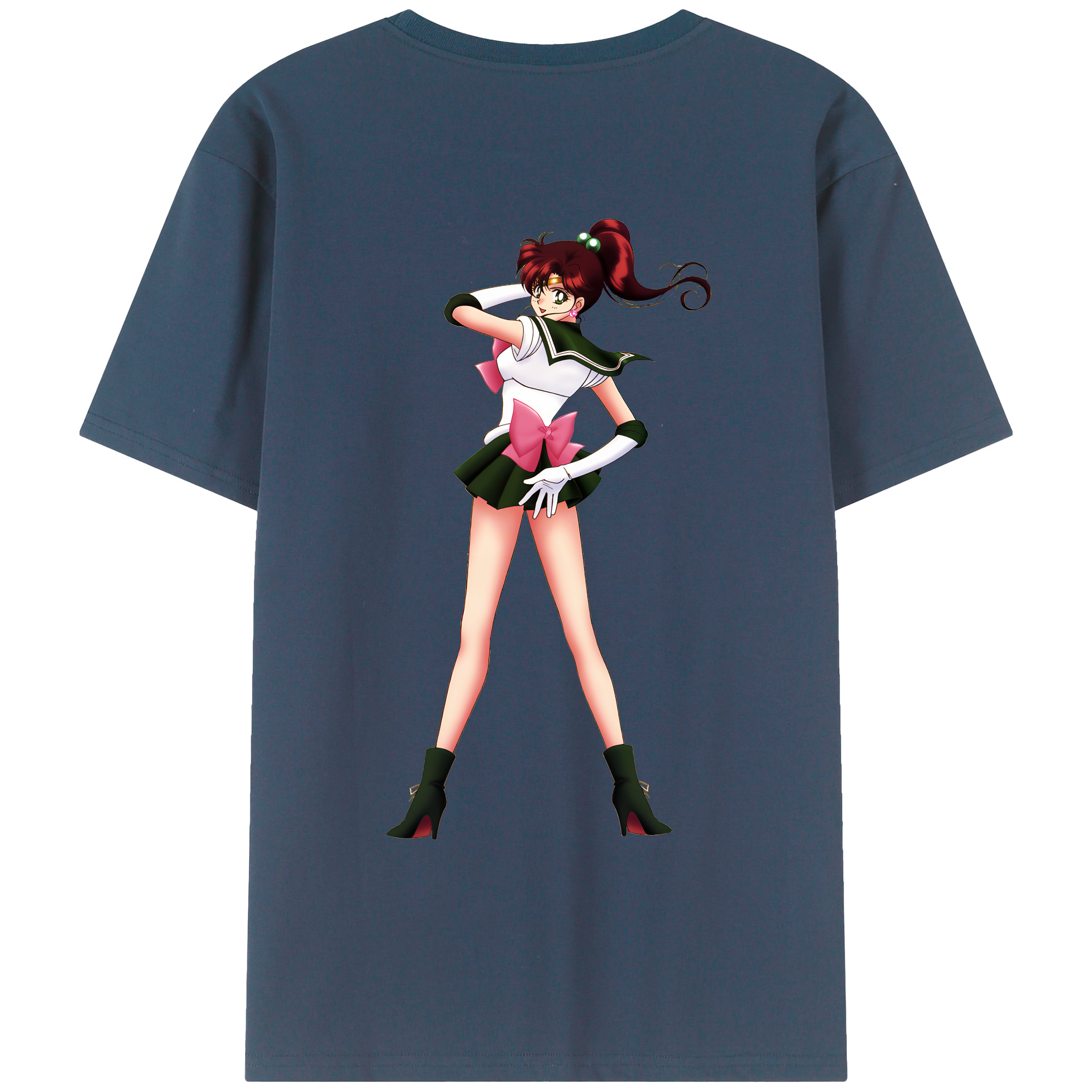 （画像用） 美少女戦士セーラームーン 木野 まこと きの まこと Sailor Moon Kino Makoto （セーラージュピター；Sailor Jupiter） 綿100％ メンズ半袖Tシャツ（バックプリント） 通気性