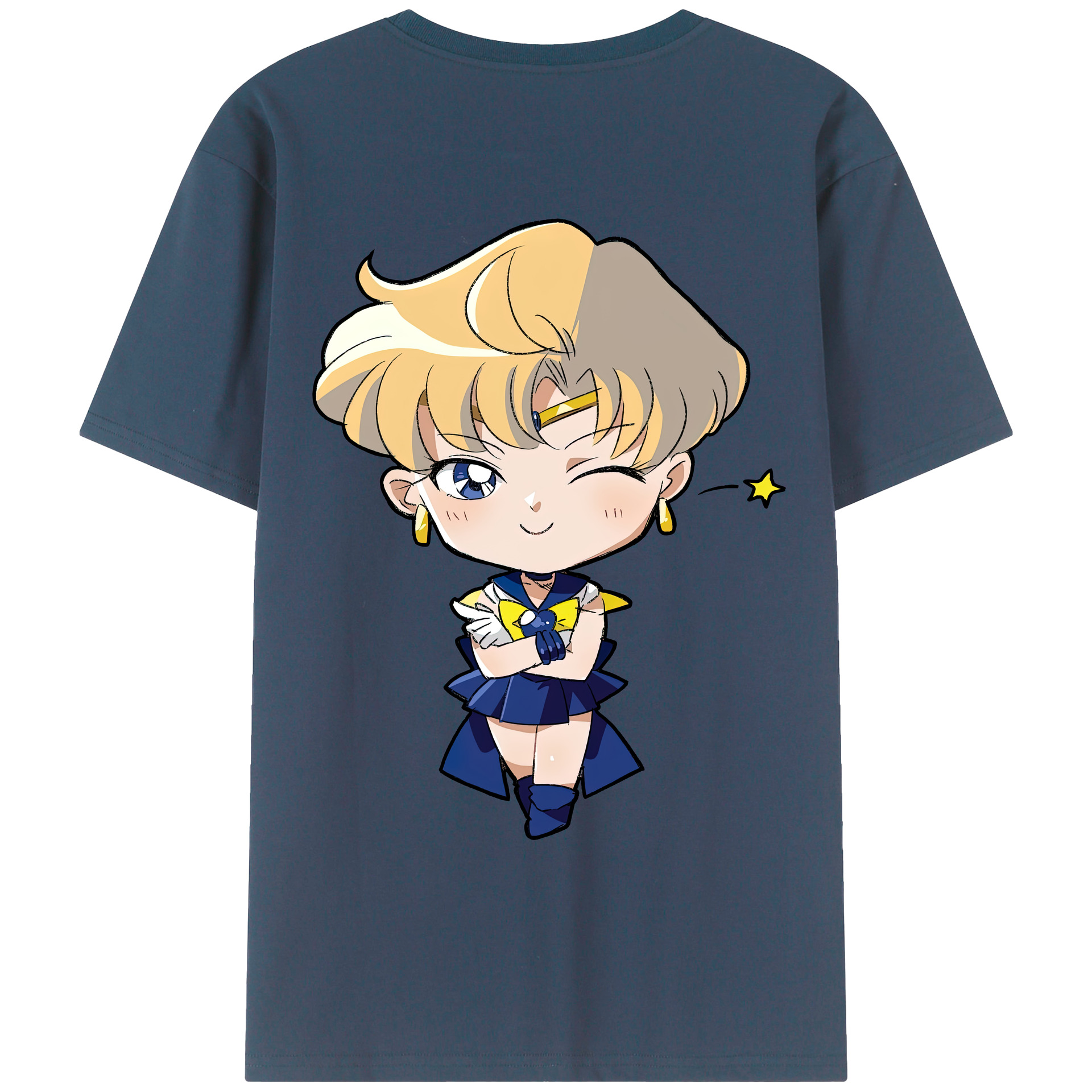 （画像用） 美少女戦士セーラームーン 天王はるか Sailor Moon Tenoh Haruka 綿100％ メンズ半袖Tシャツ（バックプリント） 通気性