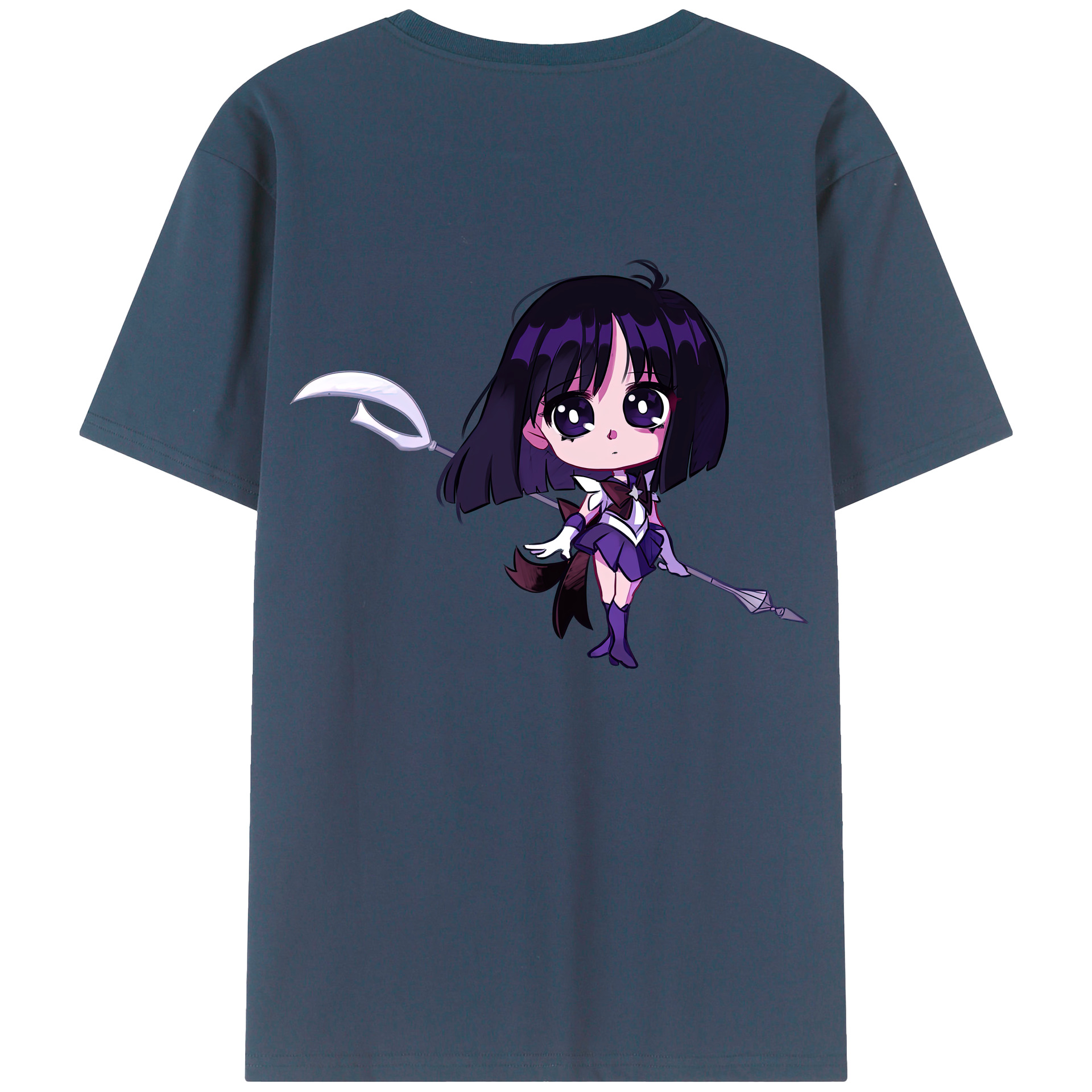 （画像用） 美少女戦士セーラームーン 土萠ほたる Sailor Moon Tomoe Hotaru （セーラーサターン；Sailor Saturn） 綿100％ メンズ半袖Tシャツ（バックプリント） 通気性