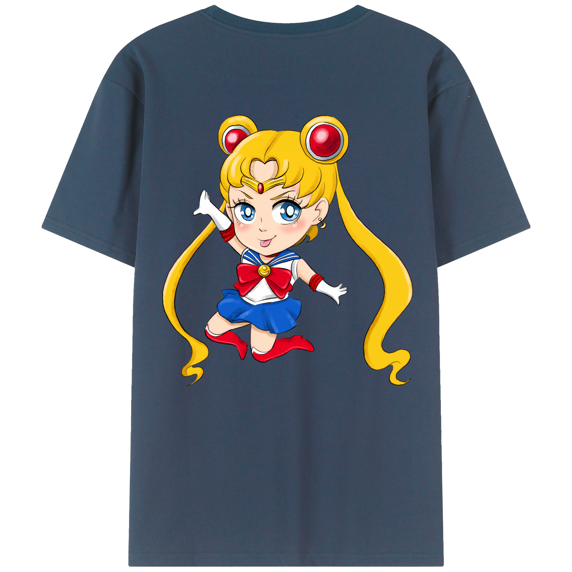 （画像用） 美少女戦士セーラームーン 月野 うさぎ つきの うさぎ Sailor Moon Tsukino Usagi 綿100％ メンズ半袖Tシャツ（バックプリント） 通気性
