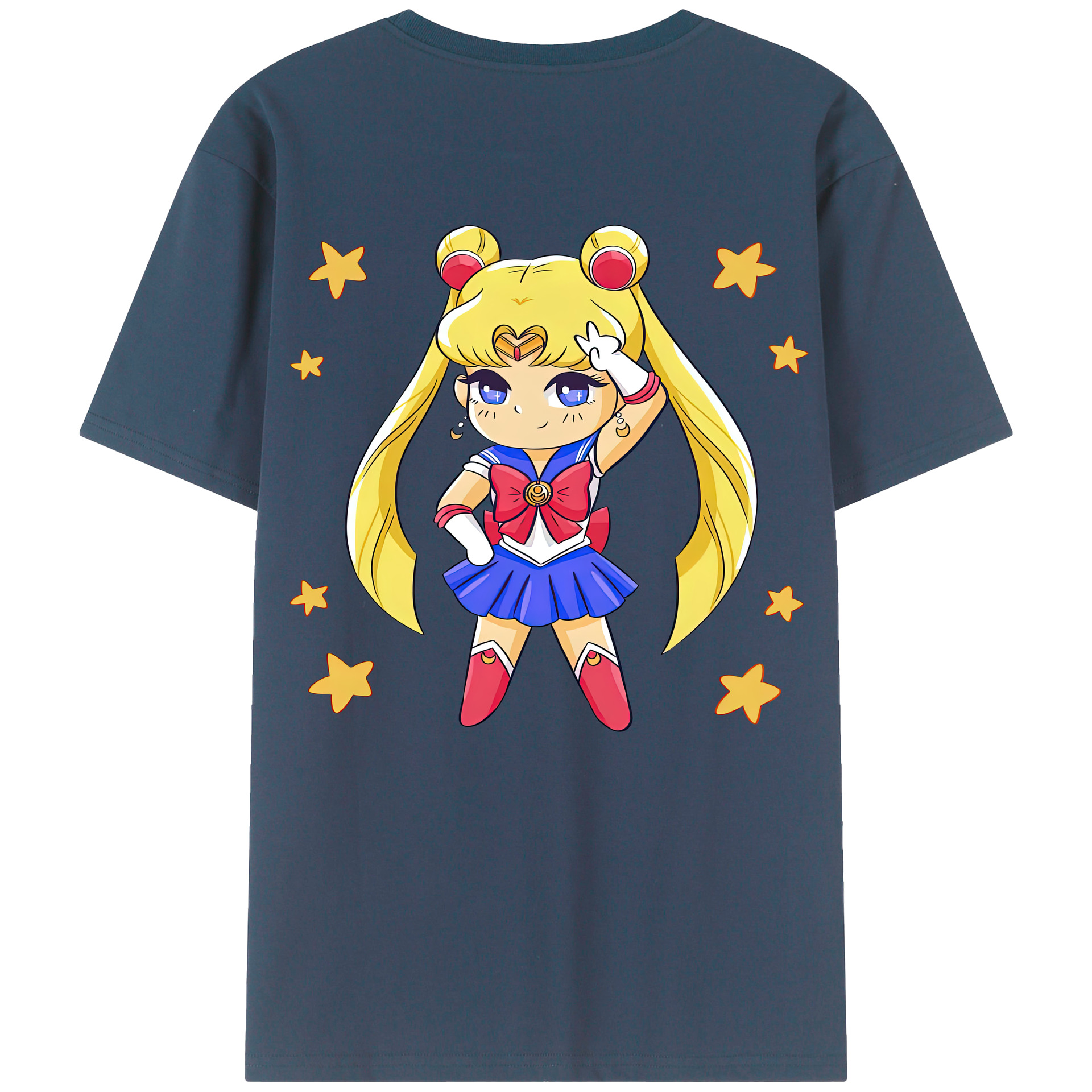 （画像用） 美少女戦士セーラームーン 月野 うさぎ つきの うさぎ Sailor Moon Tsukino Usagi 綿100％ メンズ半袖Tシャツ（バックプリント） 通気性